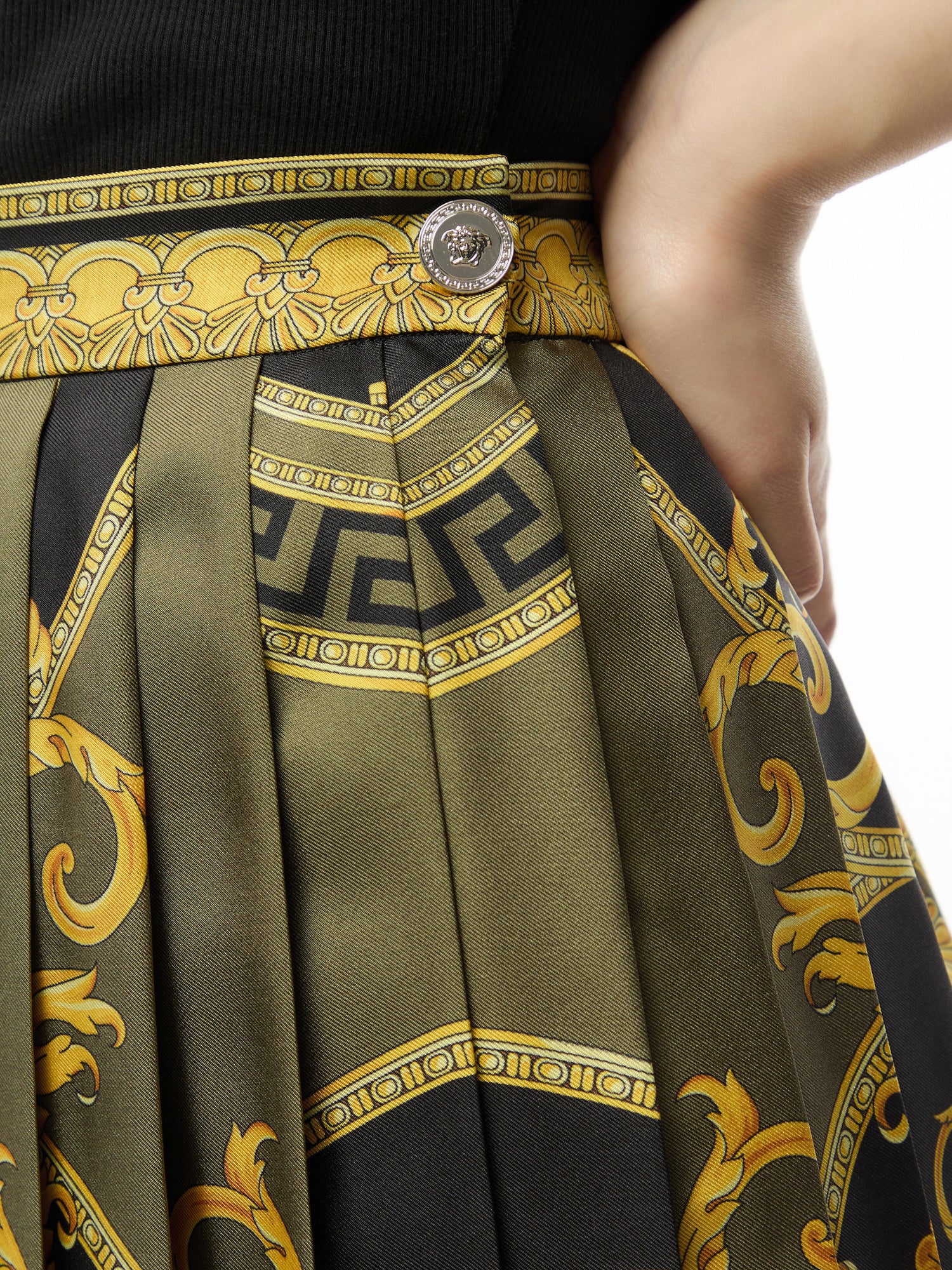 Silk Twill Baroque Coupe De Deaux Print Skirt