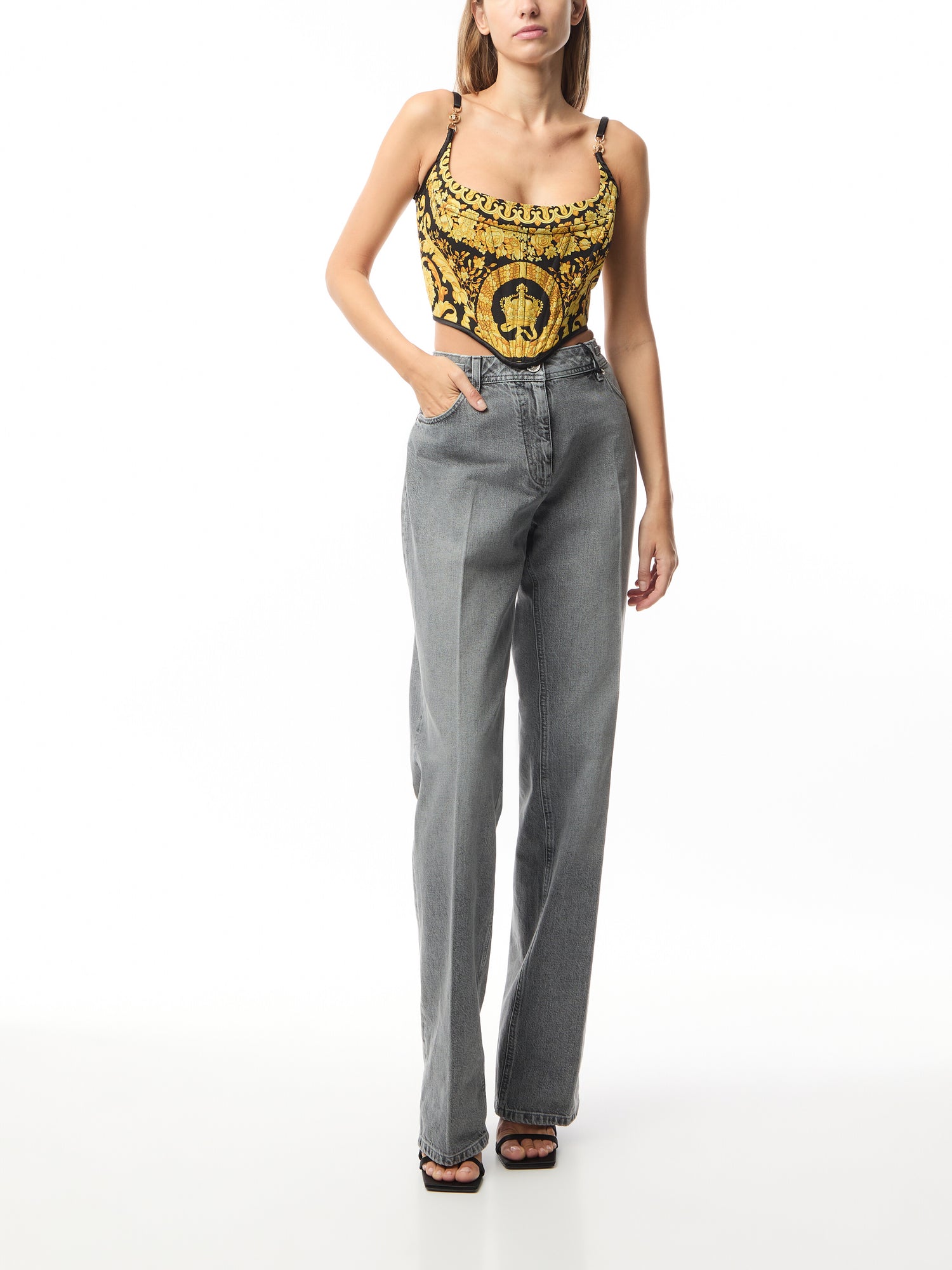 Silk Baroque Heritage Print Bra Top