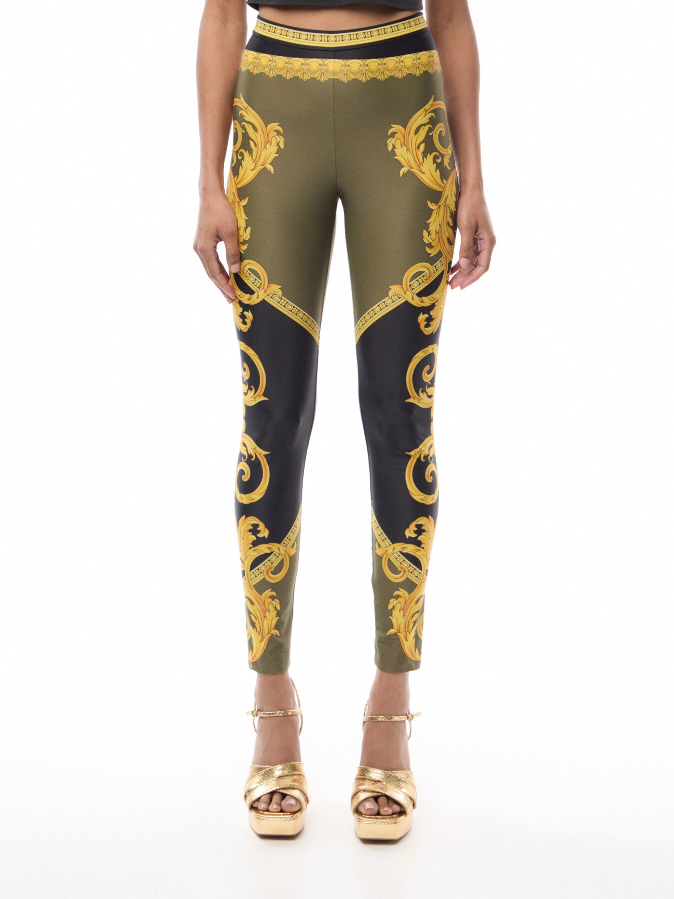 Lycra Baroque Coupe Des Dieux Print Leggings
