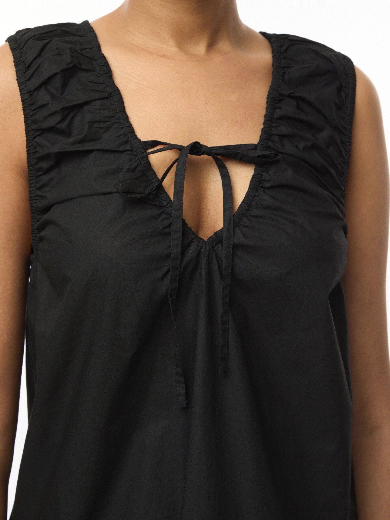 Black Cotton Poplin Mini Dress