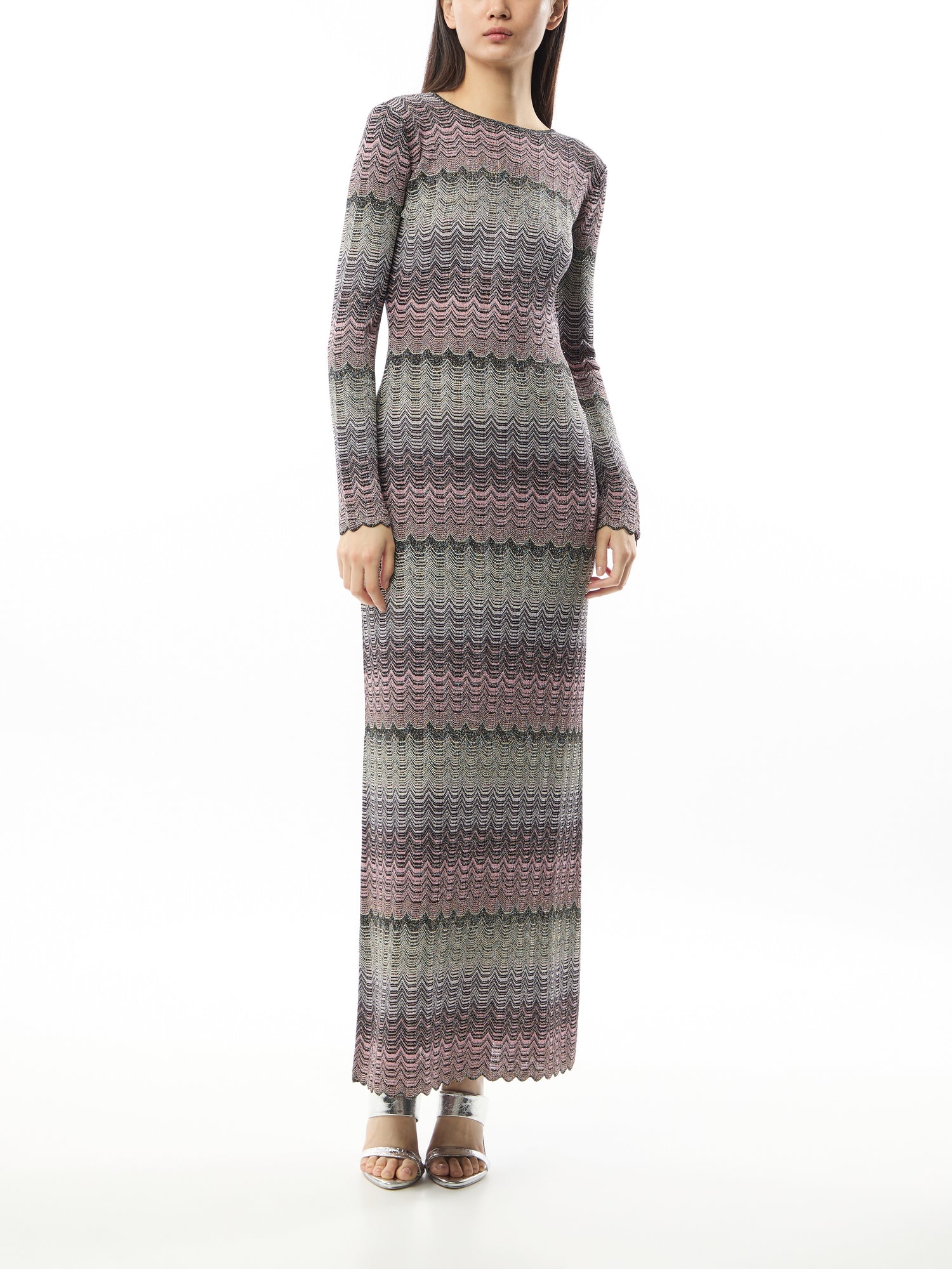 Long Dress with Lamé Greek Motif