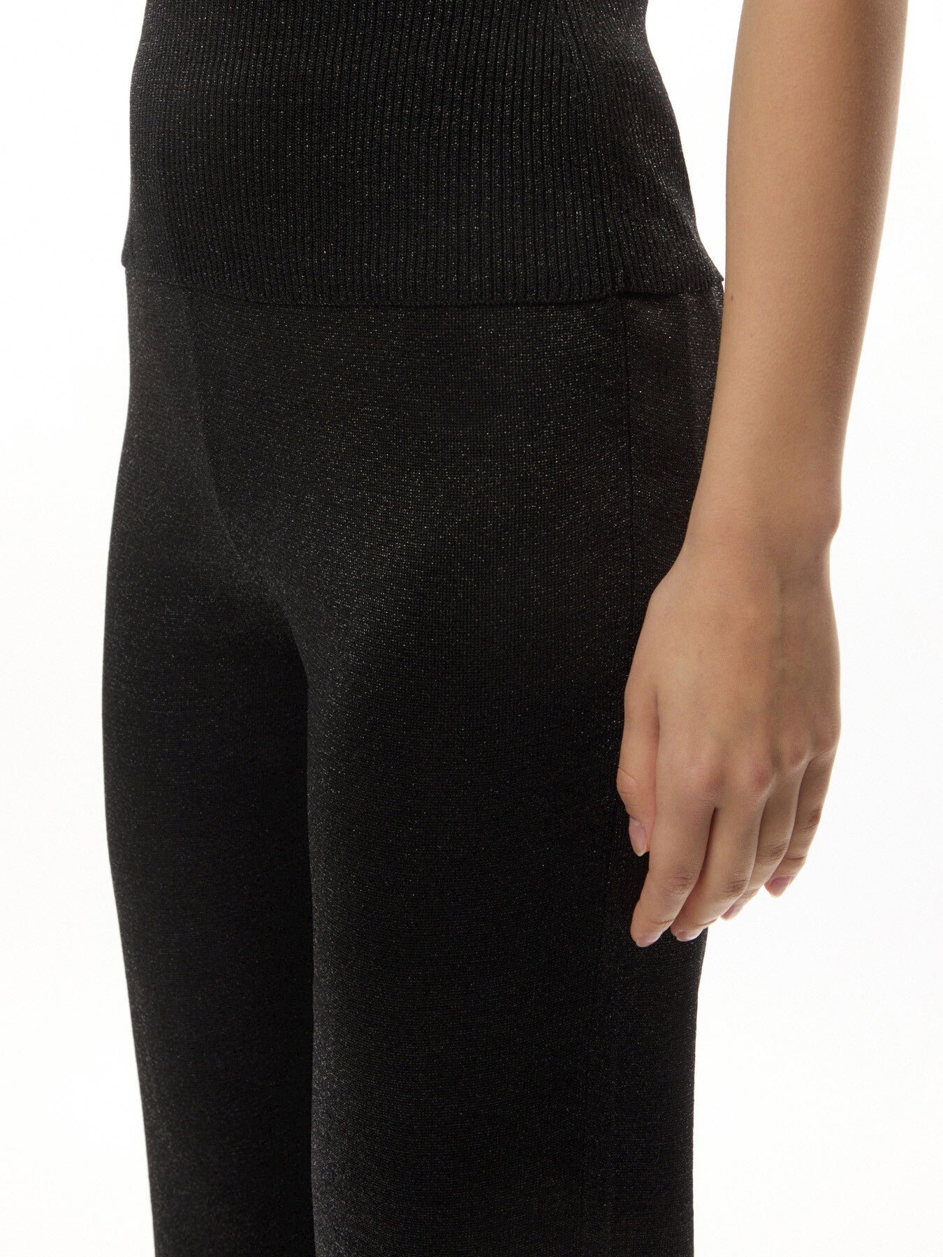 Glitter-Effect Viscose Straight Trousers
