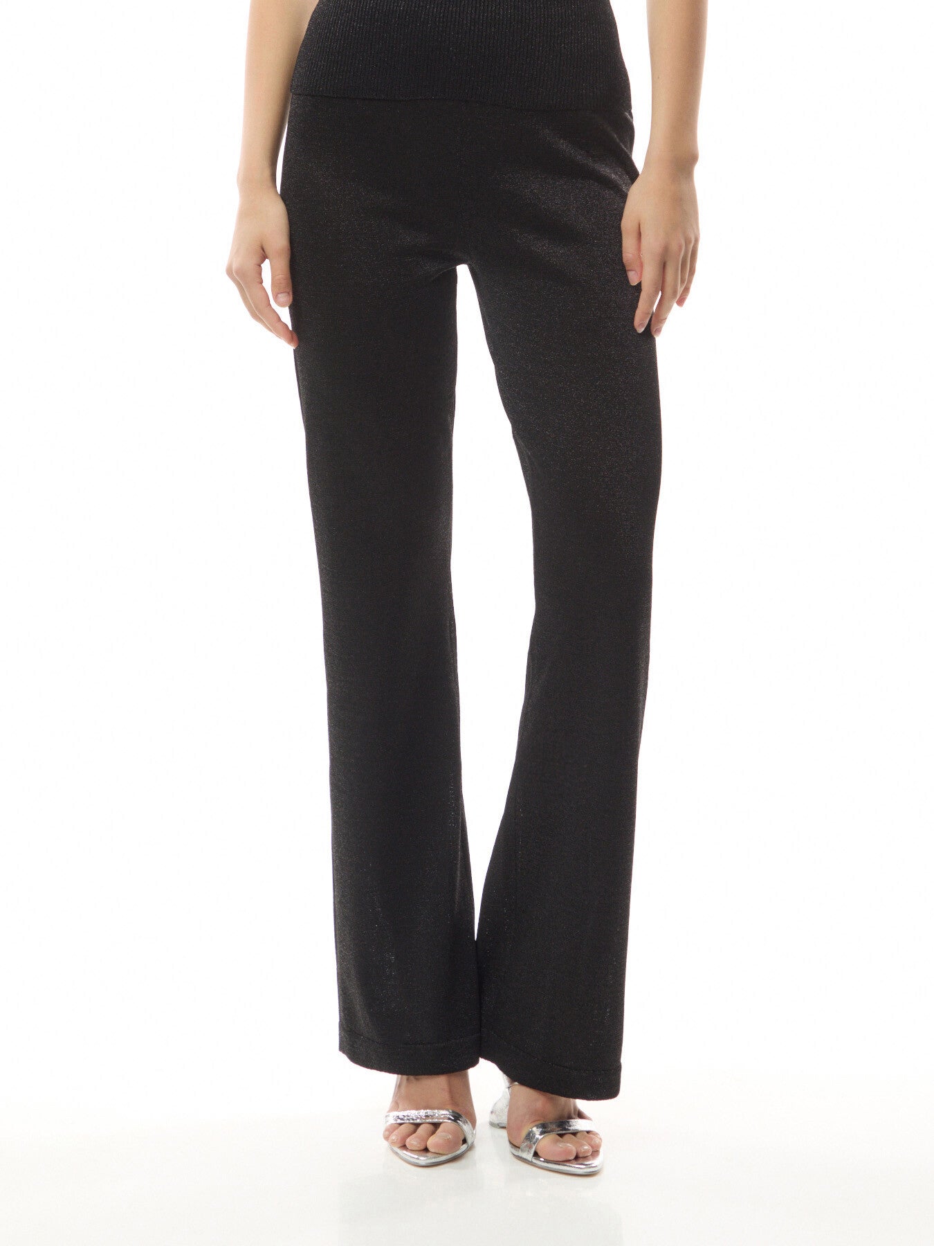 Glitter-Effect Viscose Straight Trousers