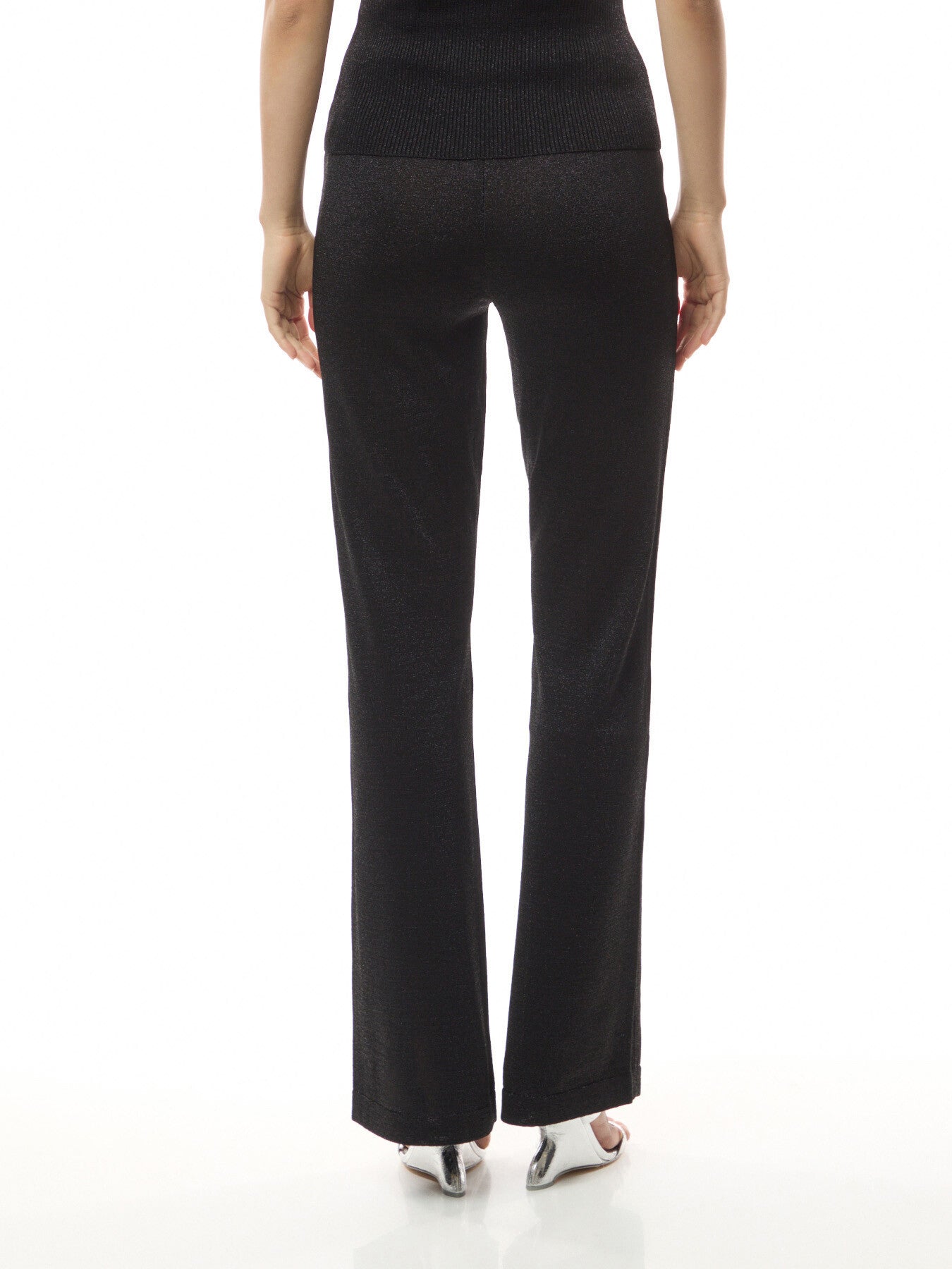 Glitter-Effect Viscose Straight Trousers