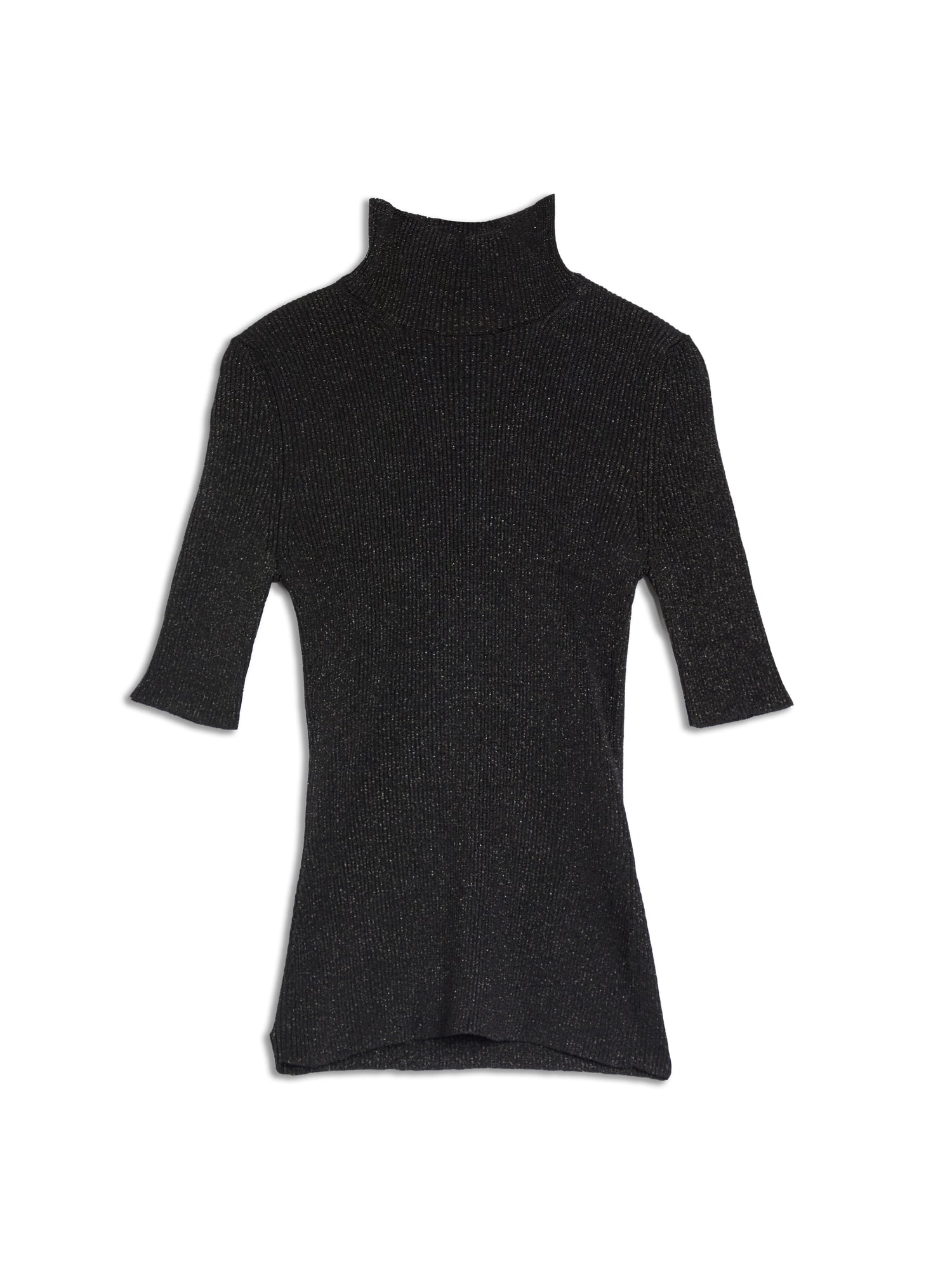 Glitter-Effect Viscose Short-Sleeved Turtleneck