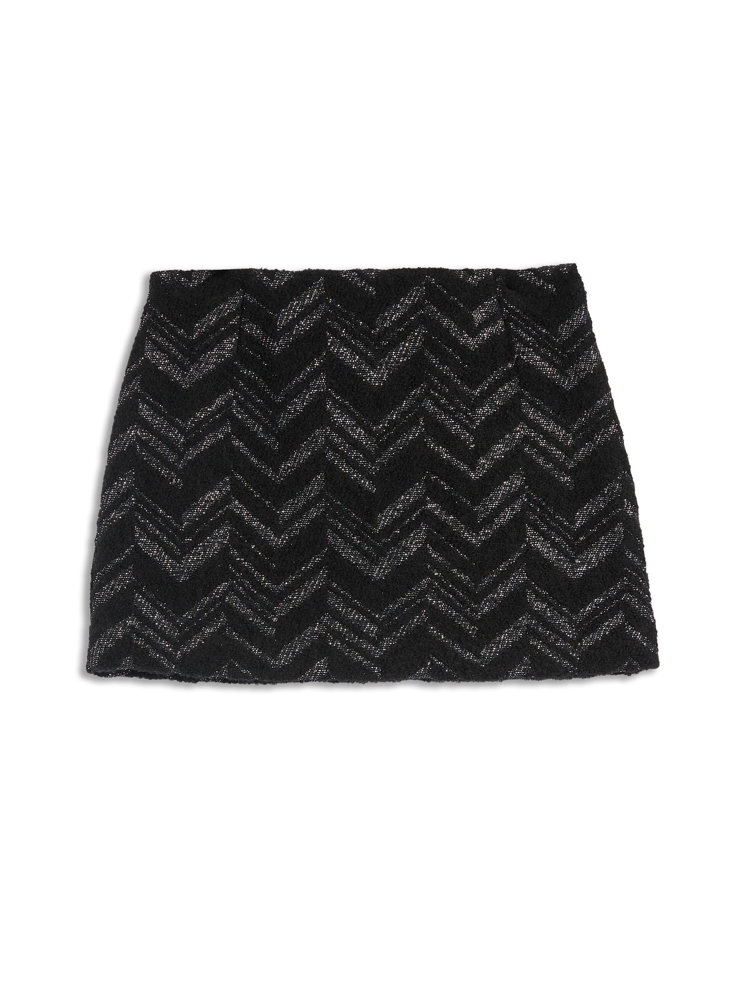 Bouclé Lamé Chevron Motif Mini Skirt