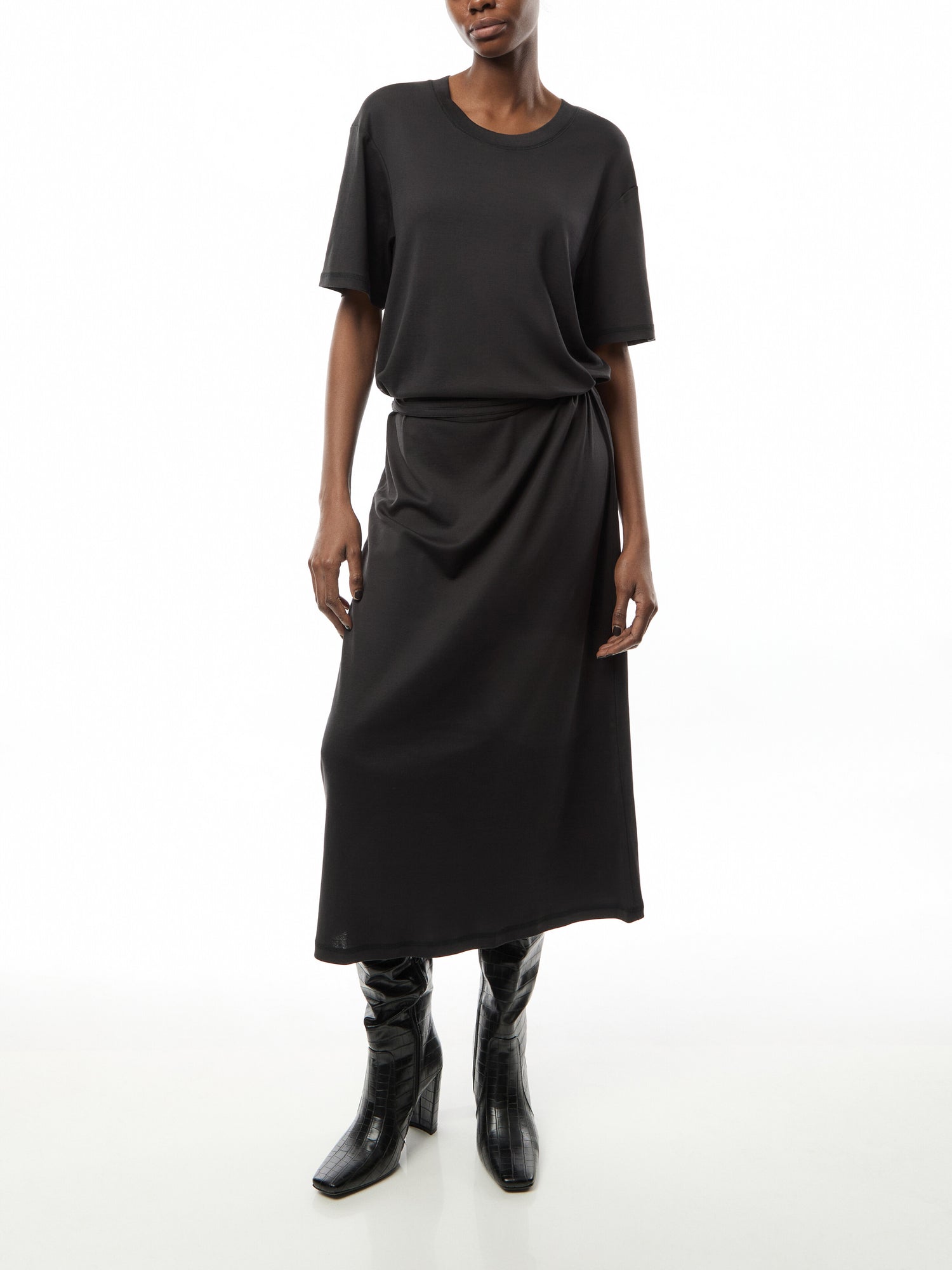 Belted Rib T-shirt Dress