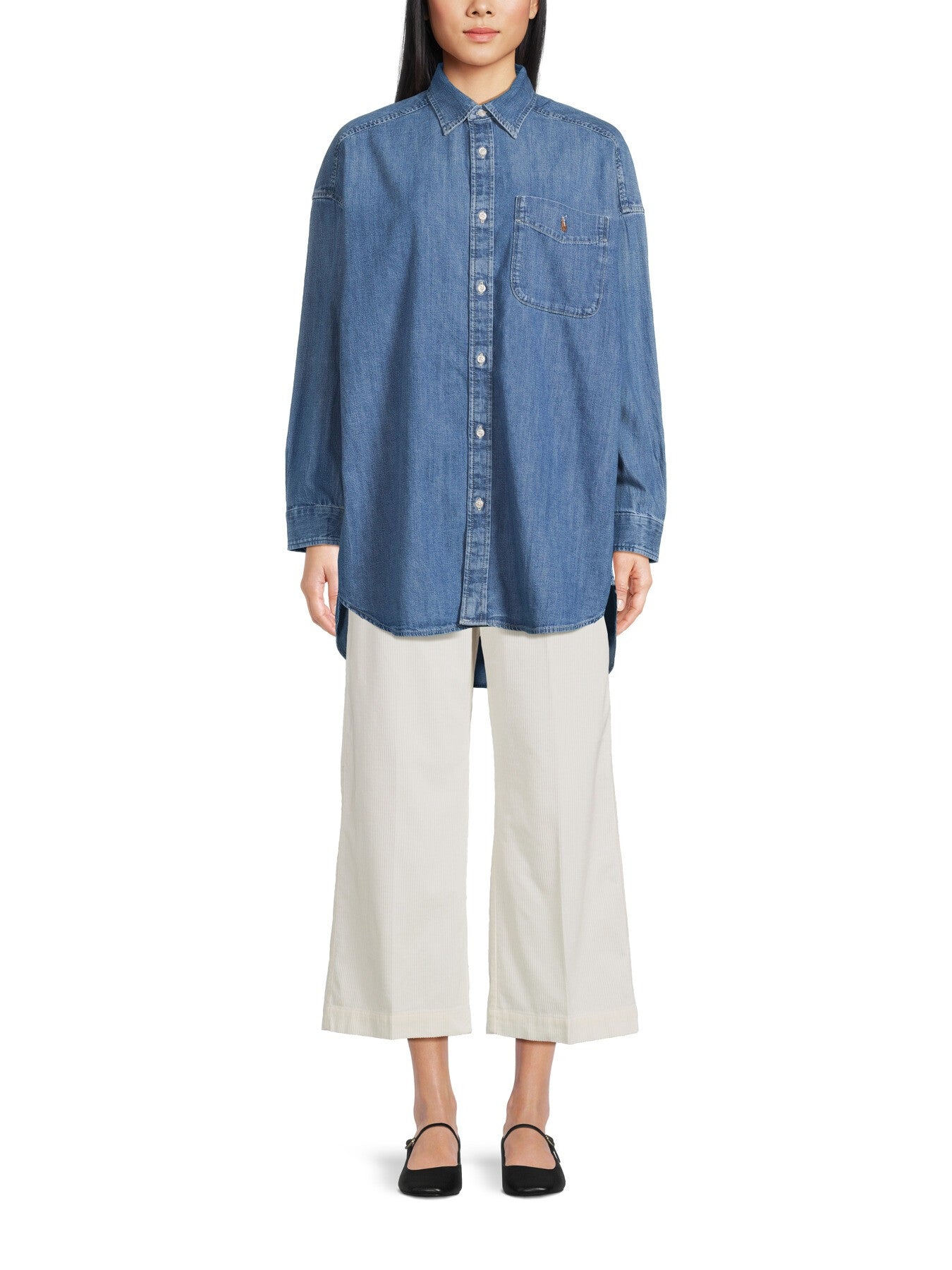 Long Sleeve Button Denim Shirt