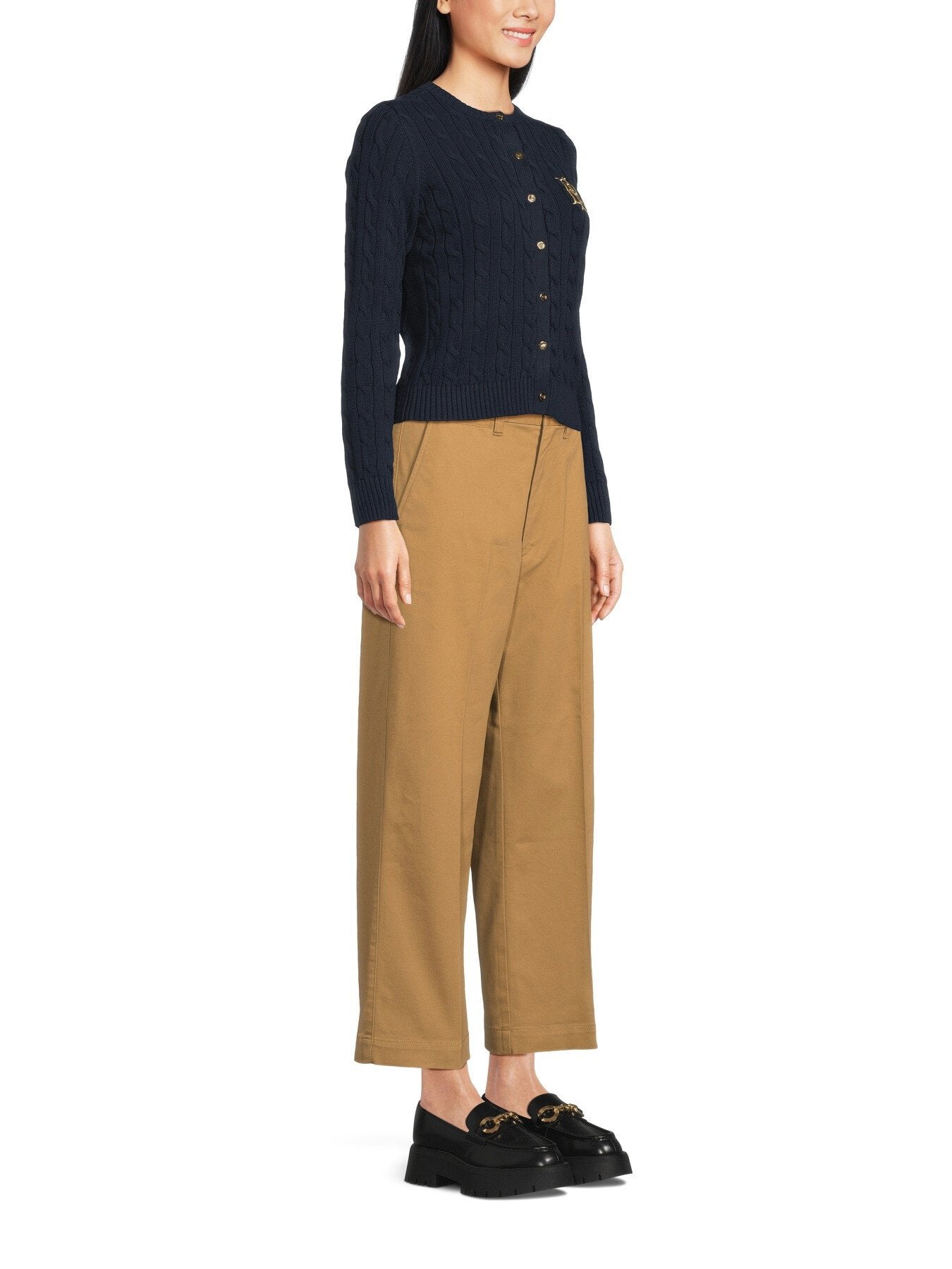 Wide Leg Chino Cropped Trousers