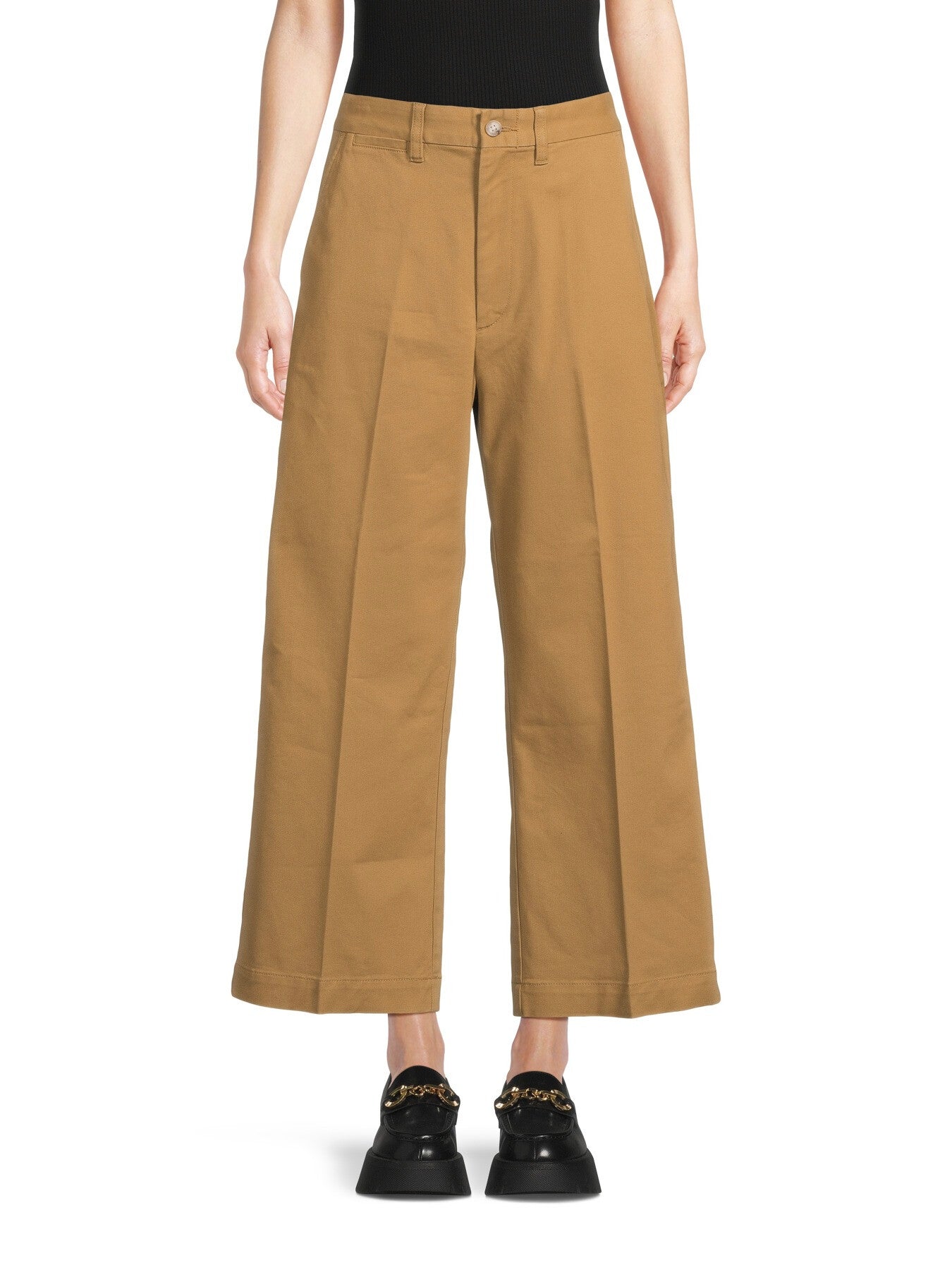 Wide Leg Chino Cropped Trousers