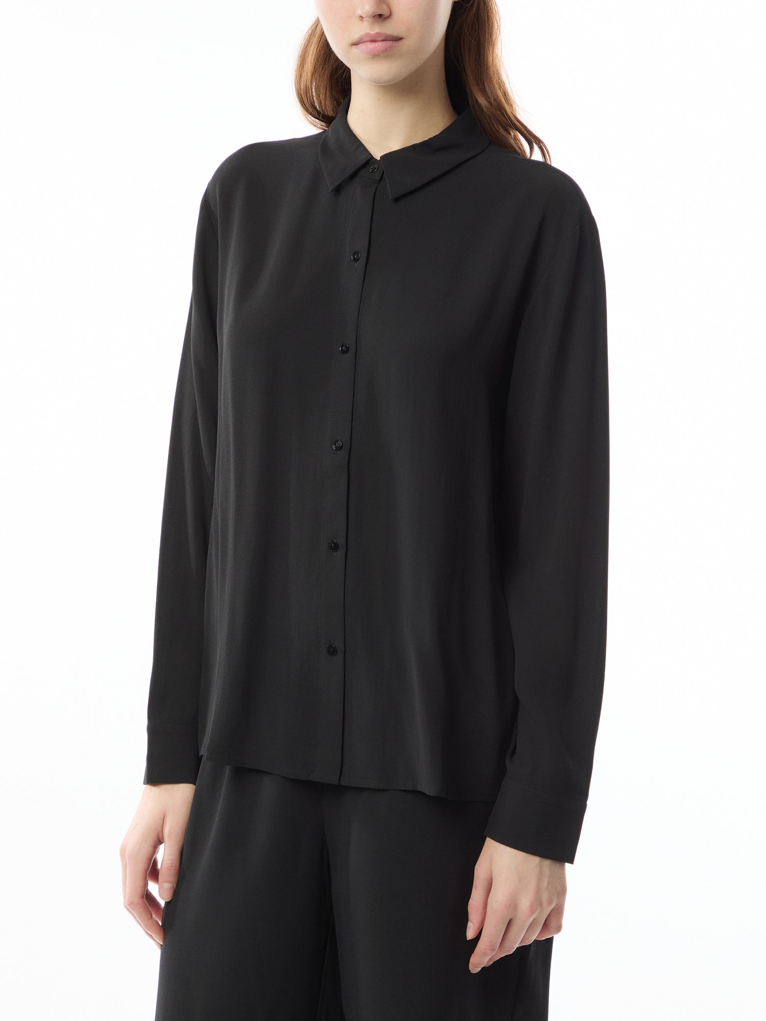 Silk Georgette Crepe Classic Collar Shirt