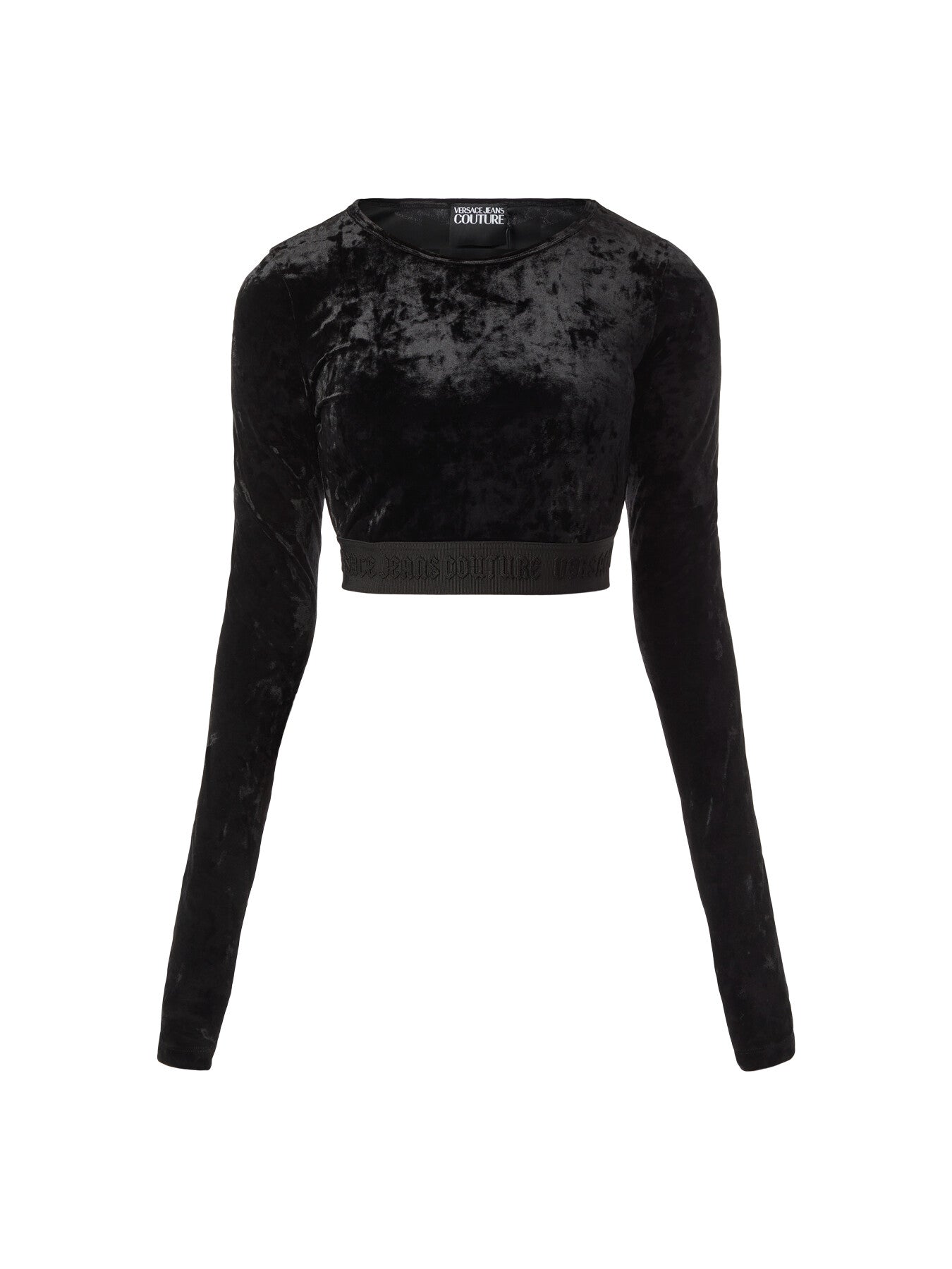 Velvet Longsleeve Tape Crop Top