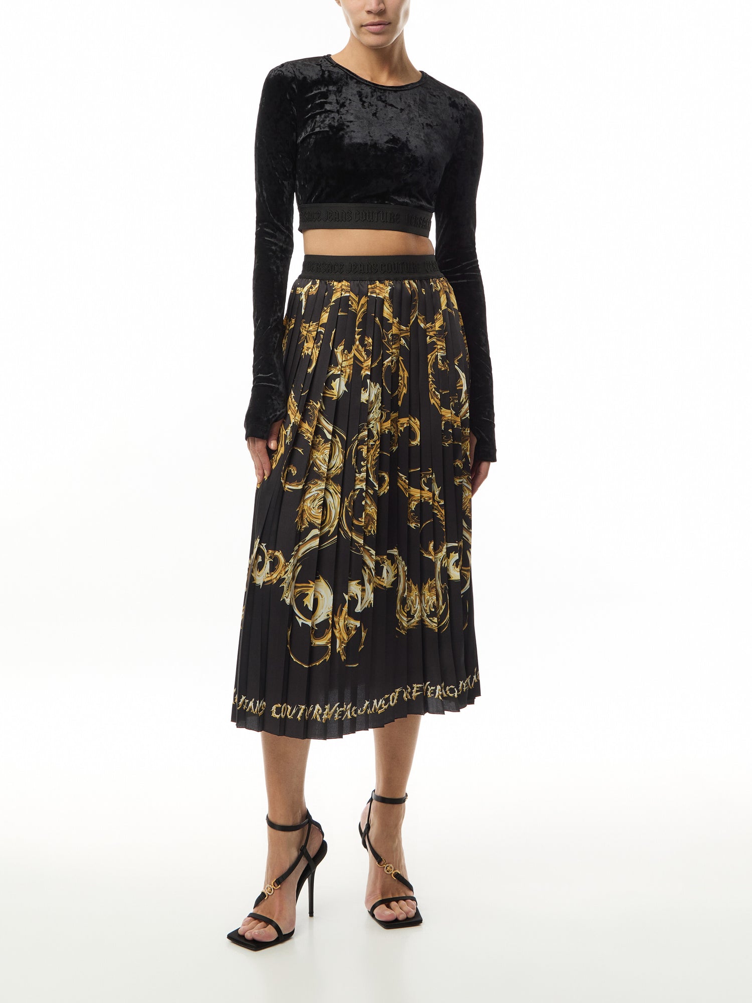 Velvet Longsleeve Tape Crop Top
