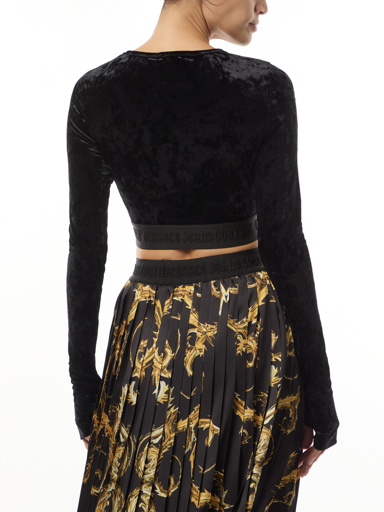 Velvet Longsleeve Tape Crop Top