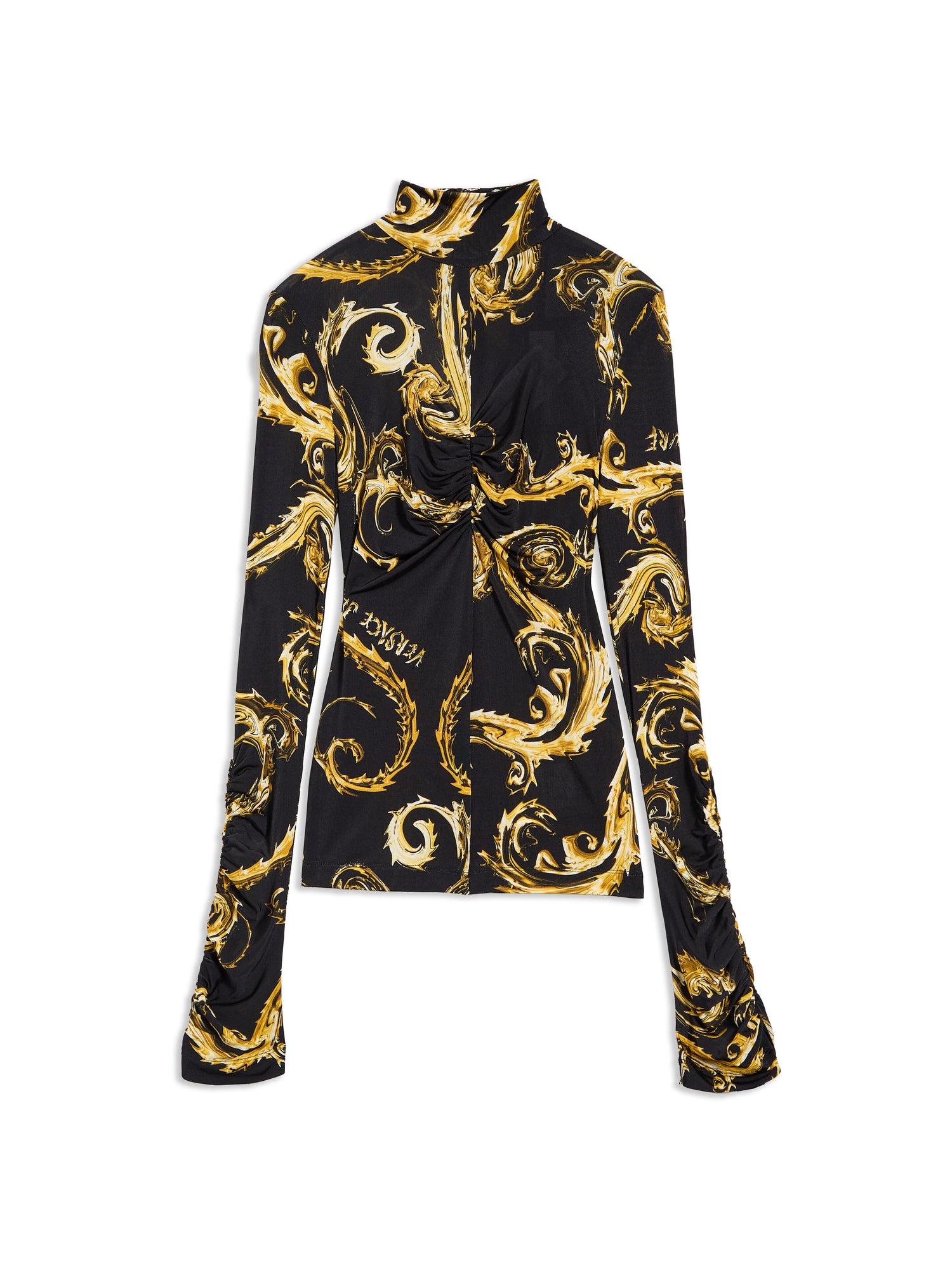 Black Turtleneck With Gold Print