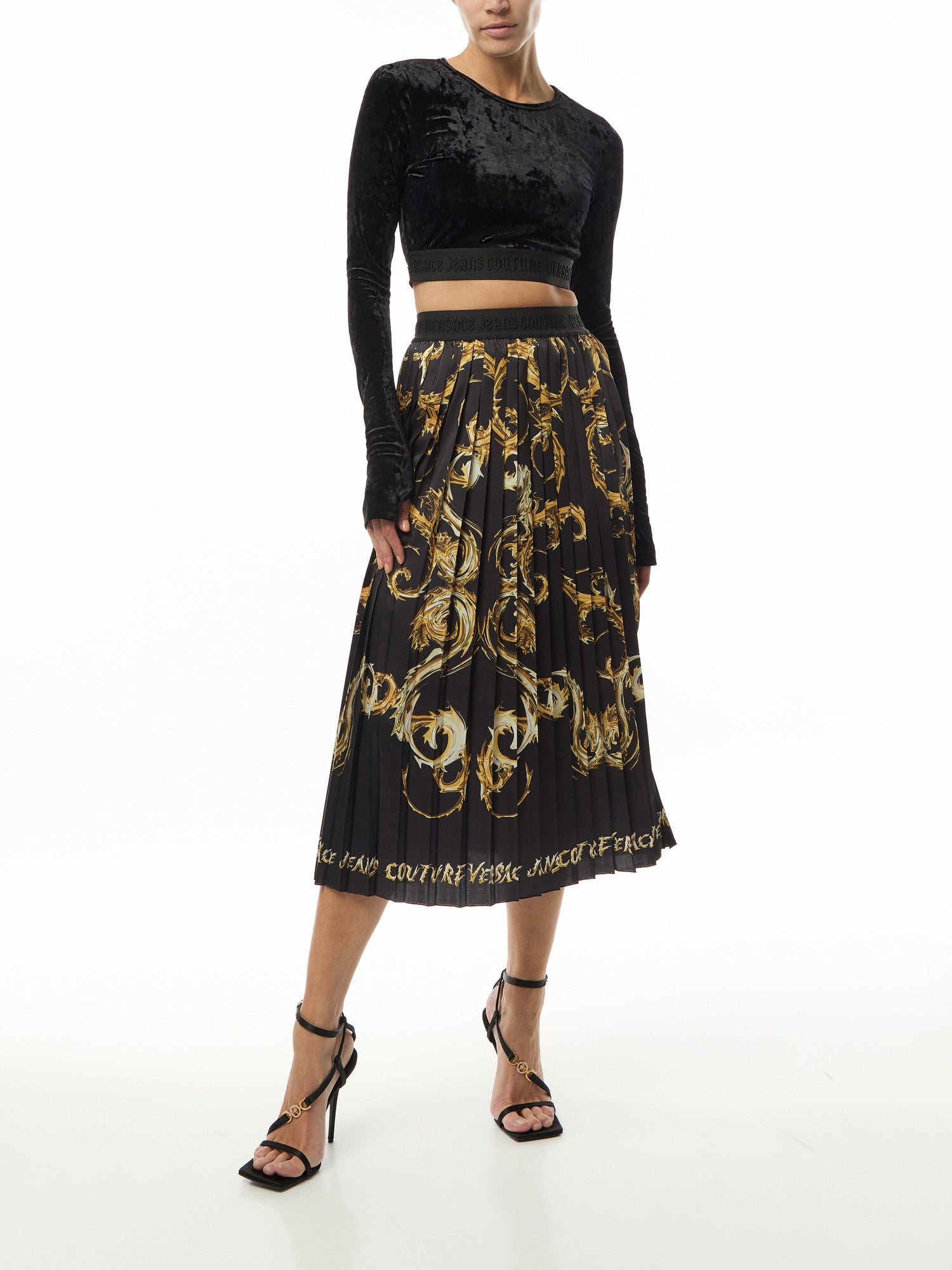 Pleated Pattern Midi Skirt