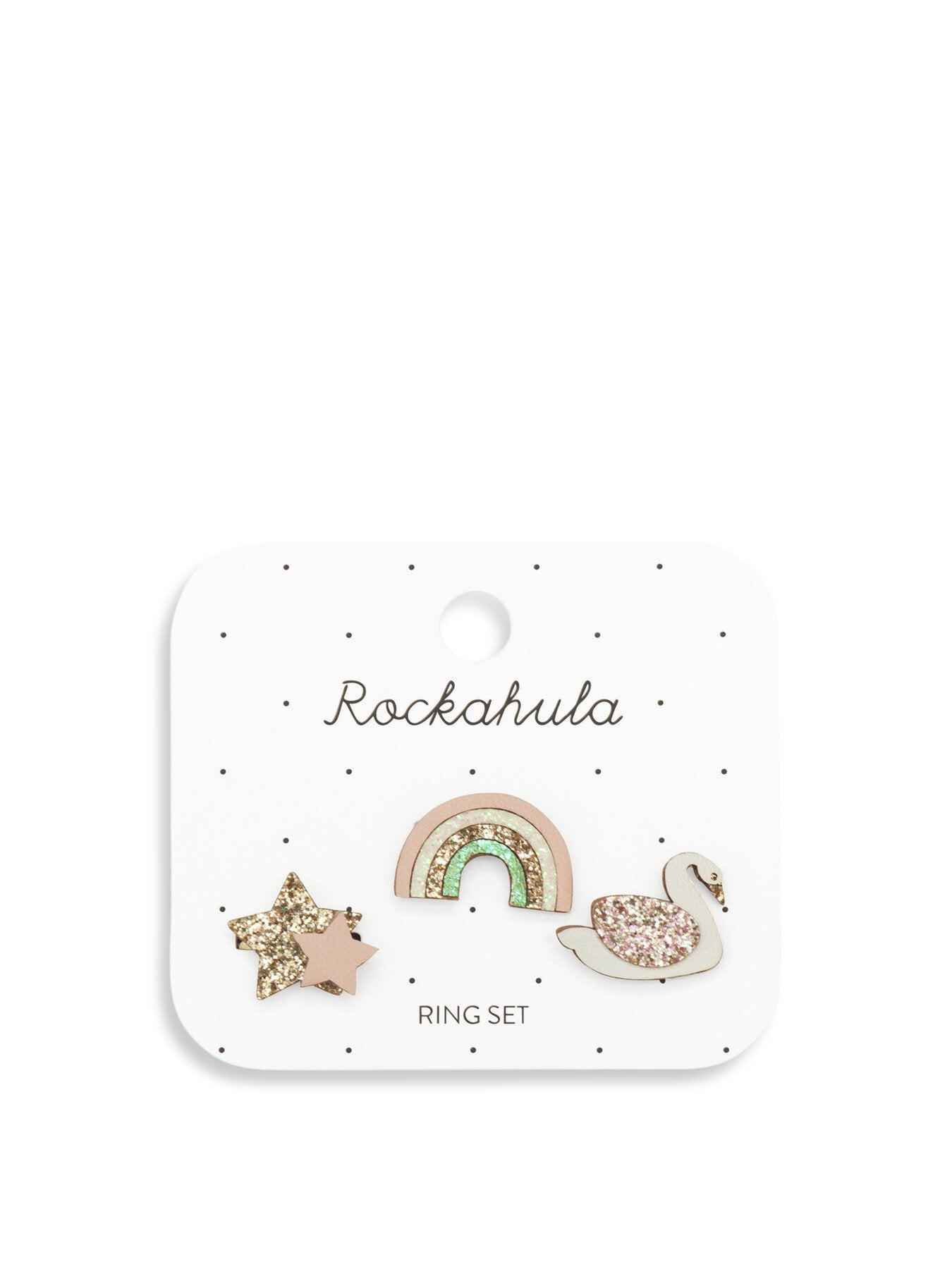 Enchanted Rainbow And Swan Ring Set
