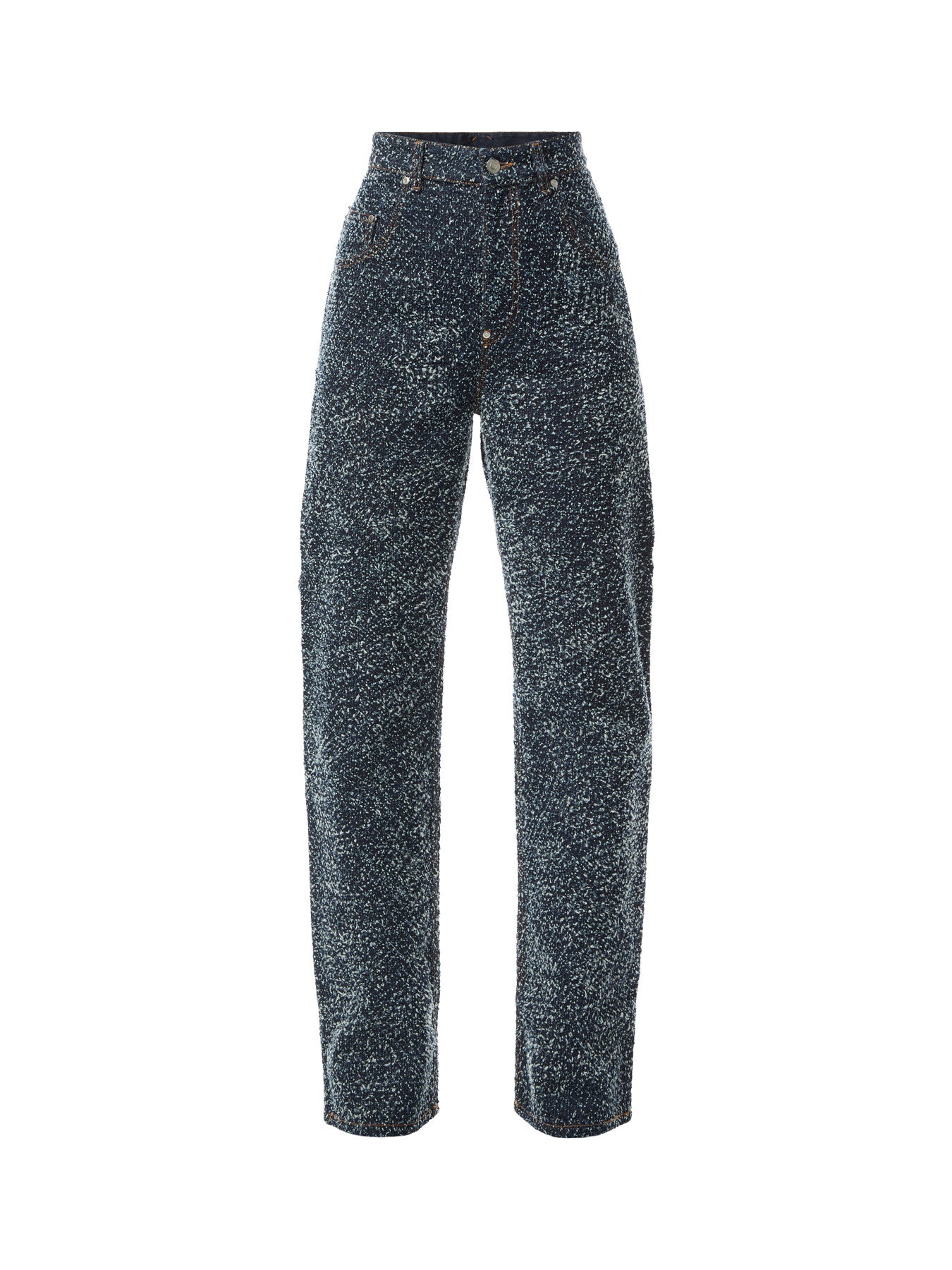 Boucle High-Rise Denim Loose Jeans