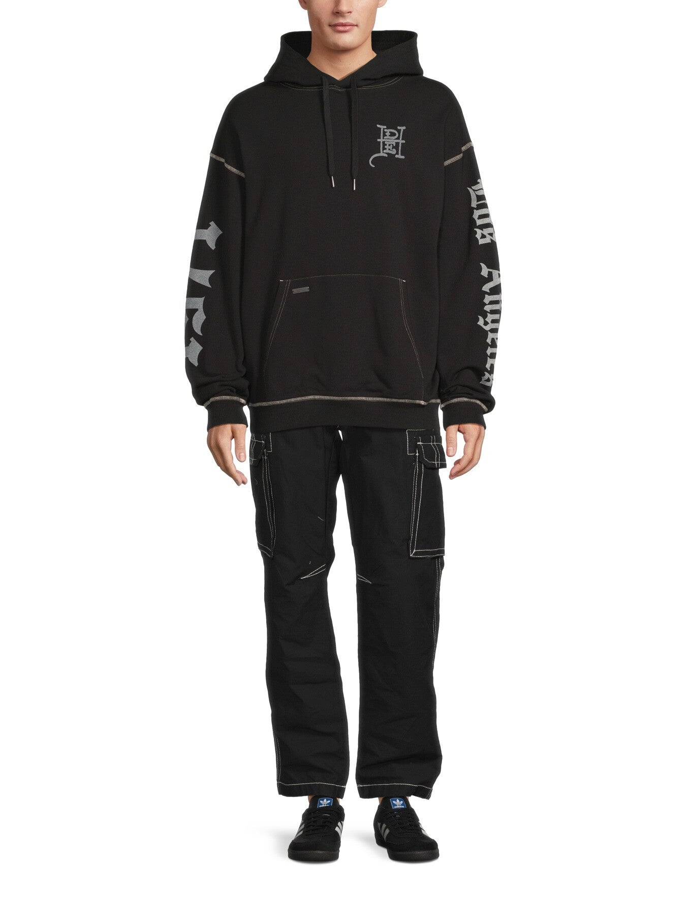 Gothic Skull Fight Pouch Hoodie