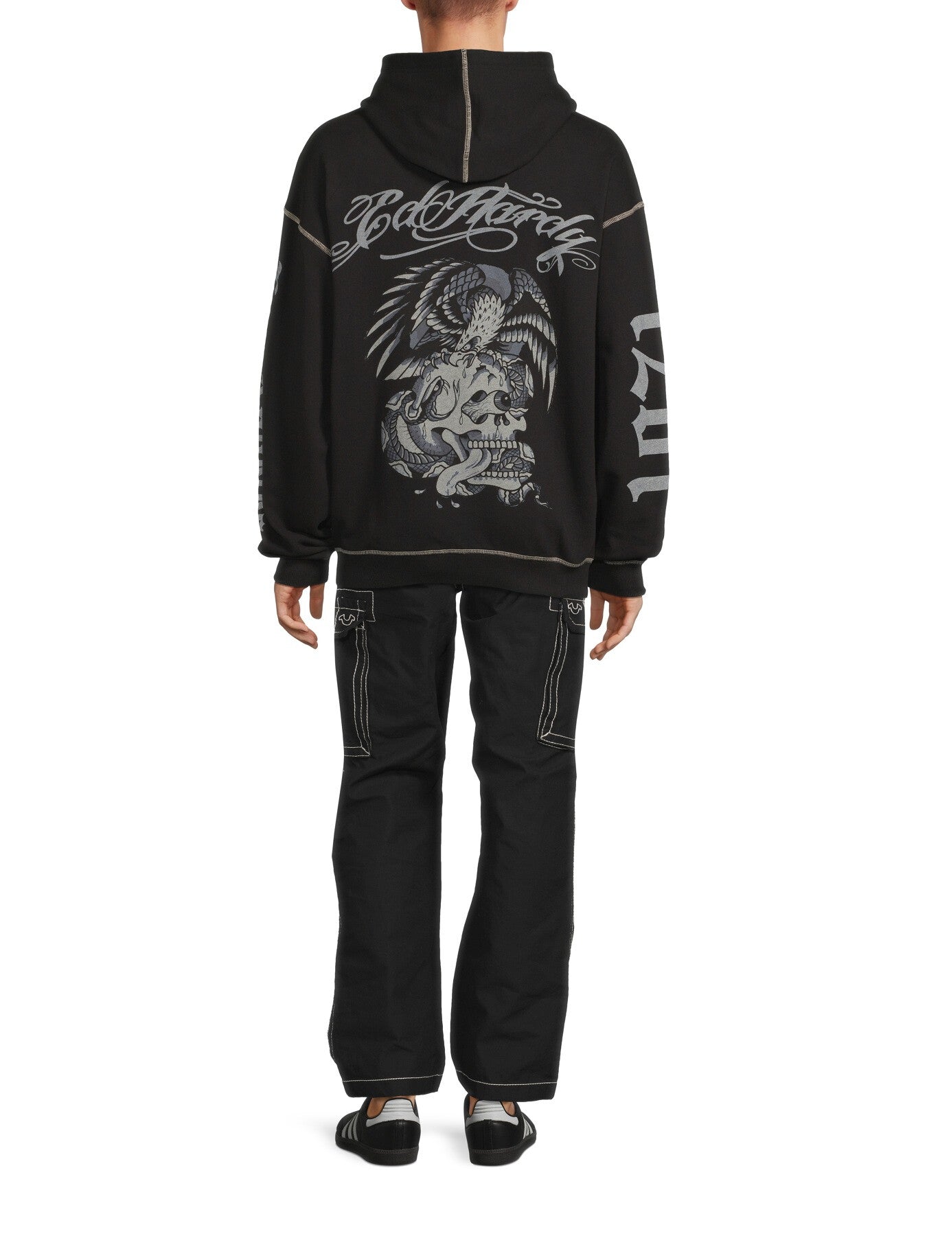 Gothic Skull Fight Pouch Hoodie