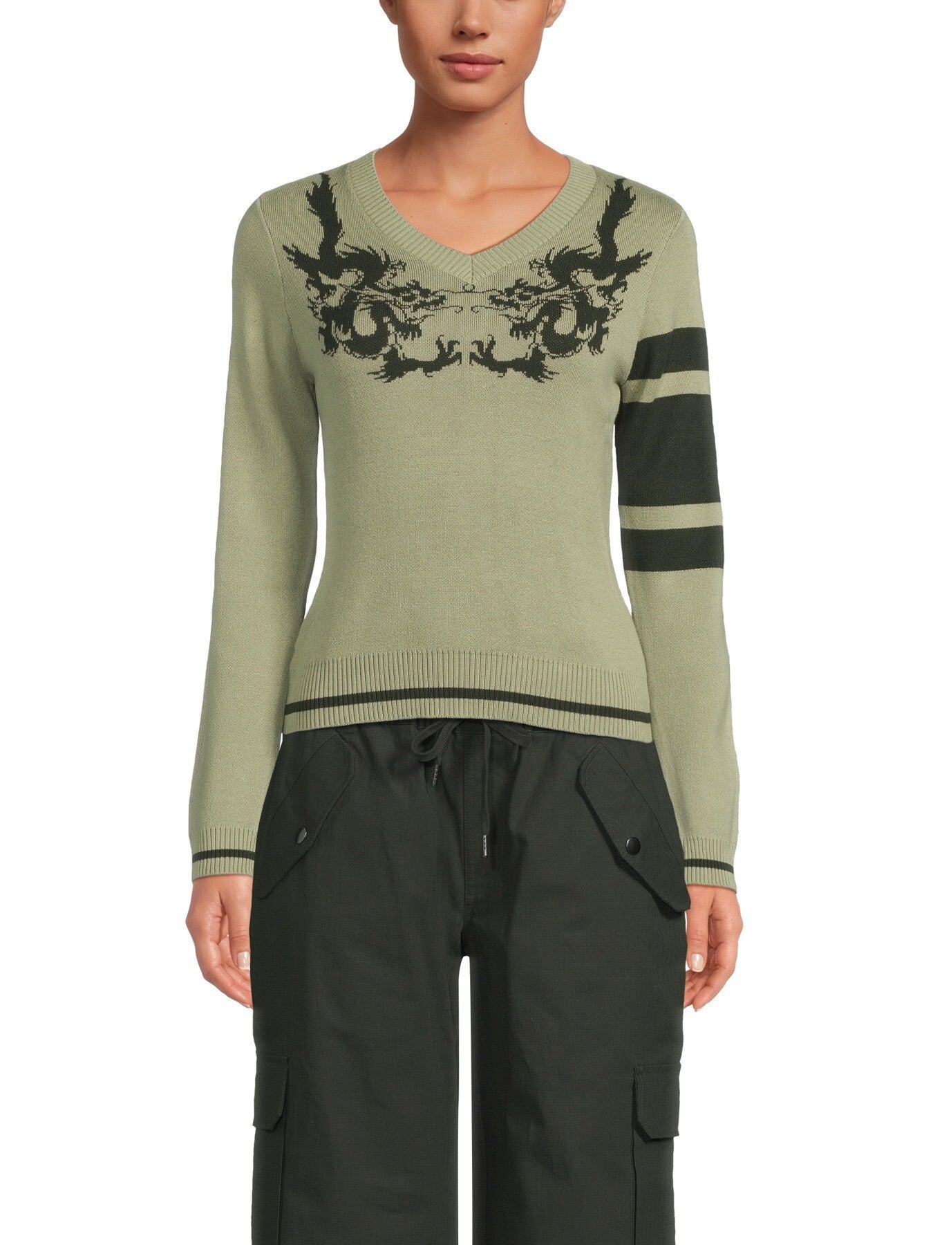 Dancing Dragon V Neck Knitted Jumper