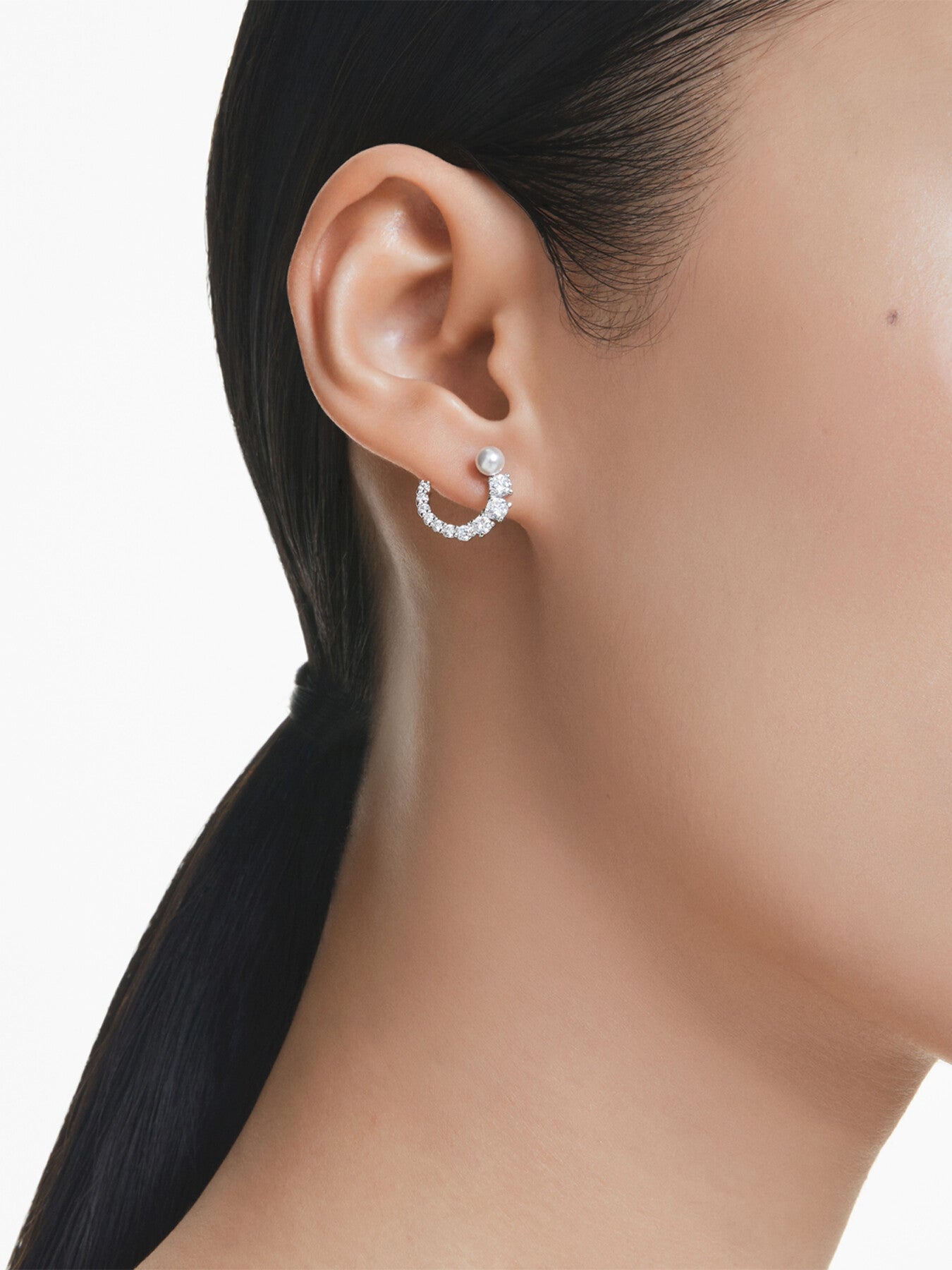 Matrix Crystal Pearl Hoop Earrings