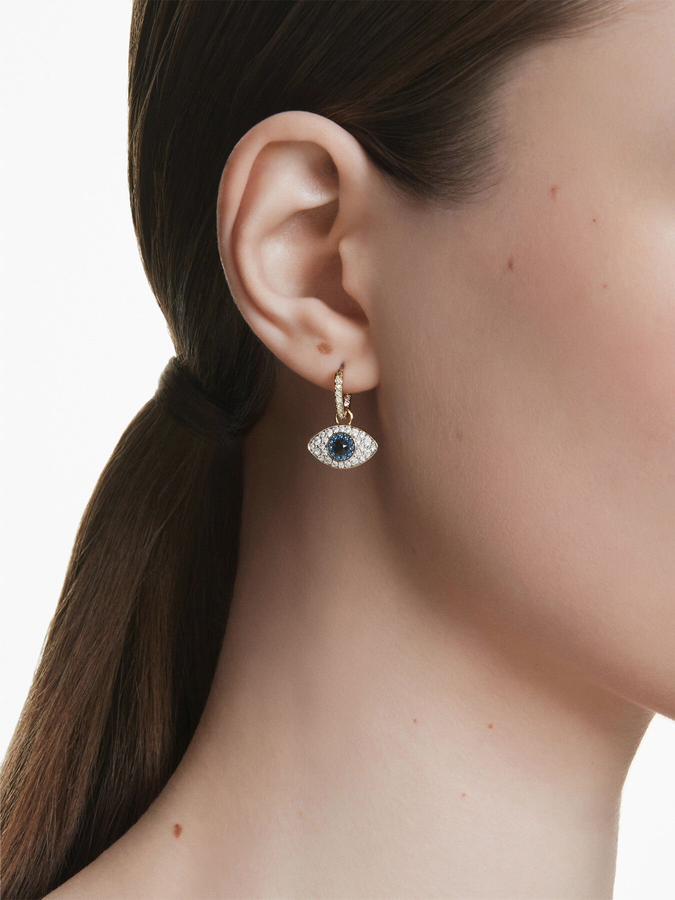 Symbolic Evil Eye Drop Huggie Earrings
