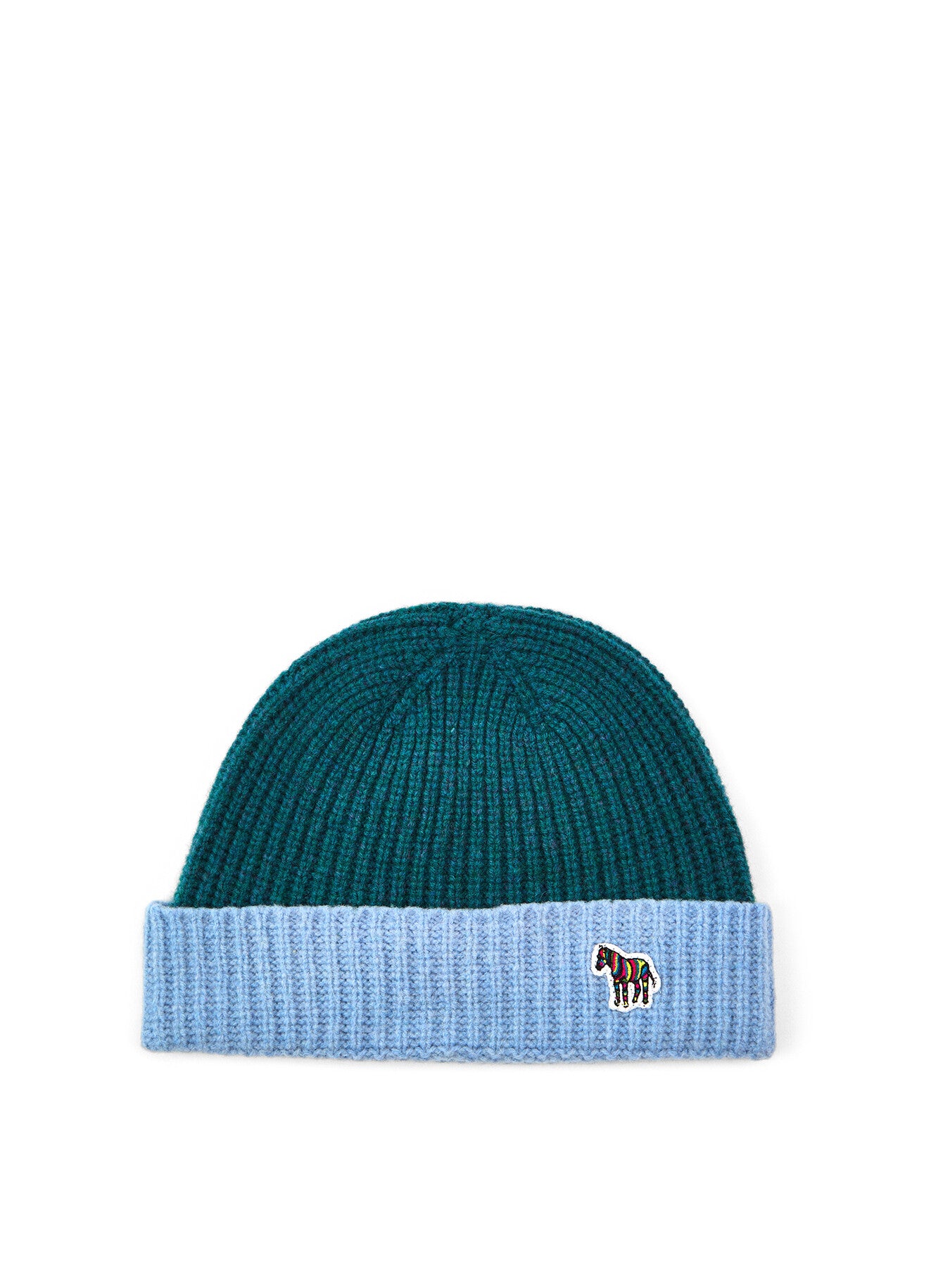Zebra Logo Ribbed Lambswool Beanie Hat