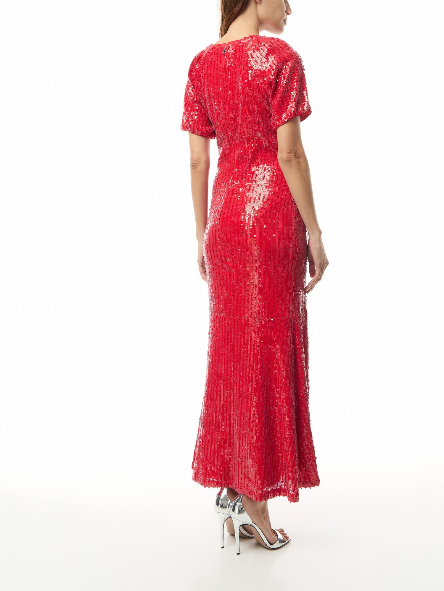 Sequin Midi V-Neck Dress
