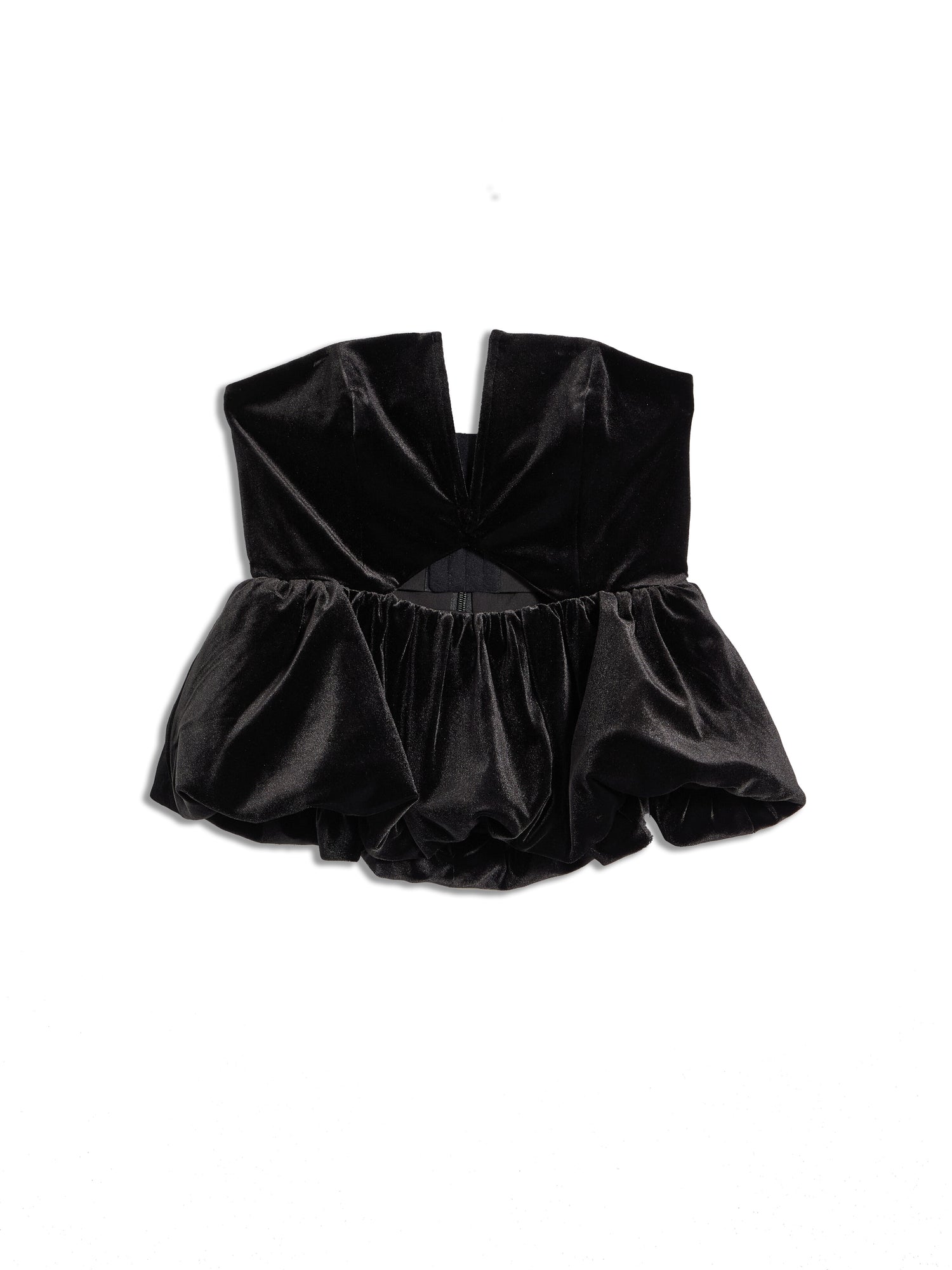 Cutout Peplum Velvet Top