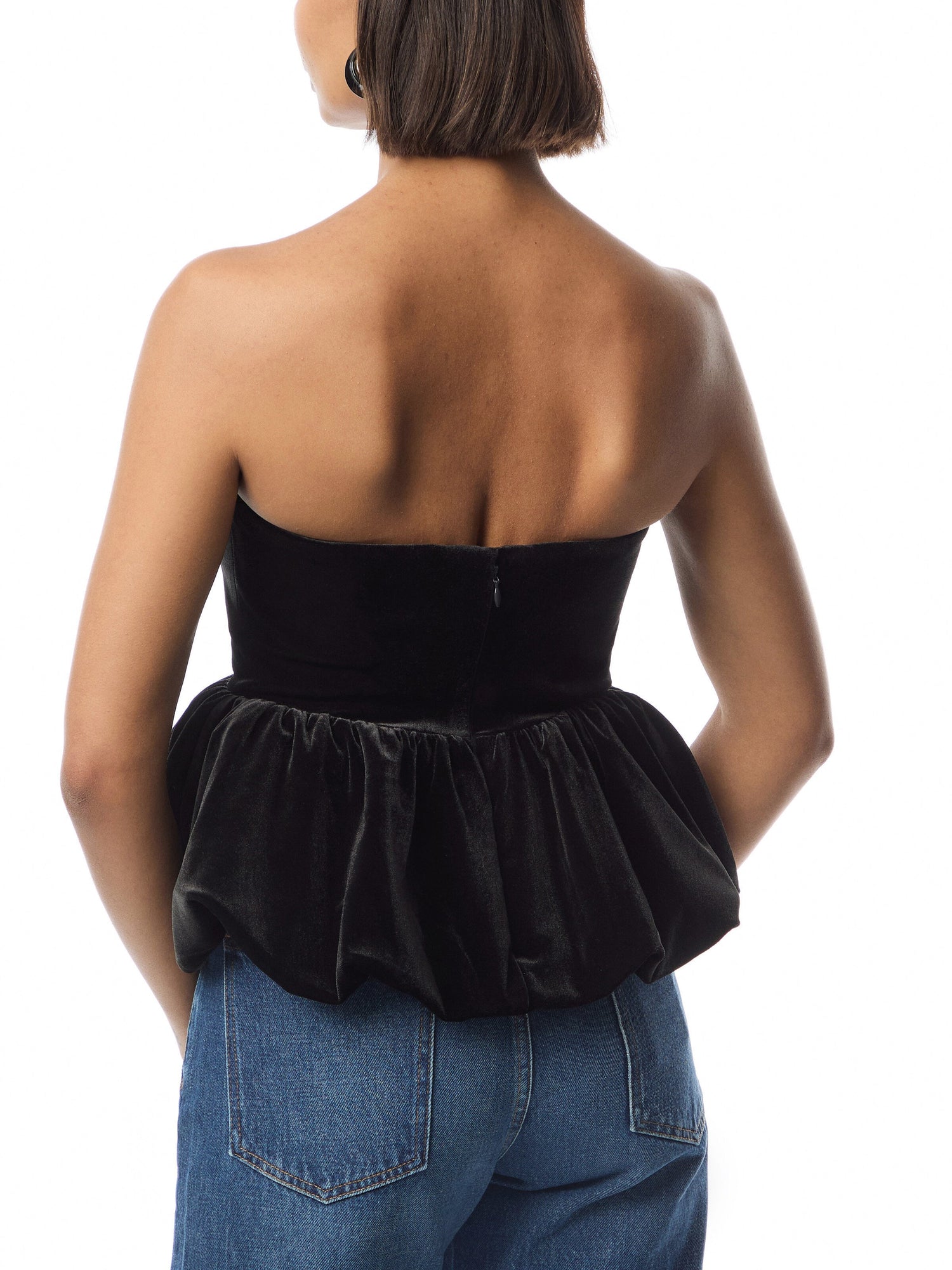 Cutout Peplum Velvet Top