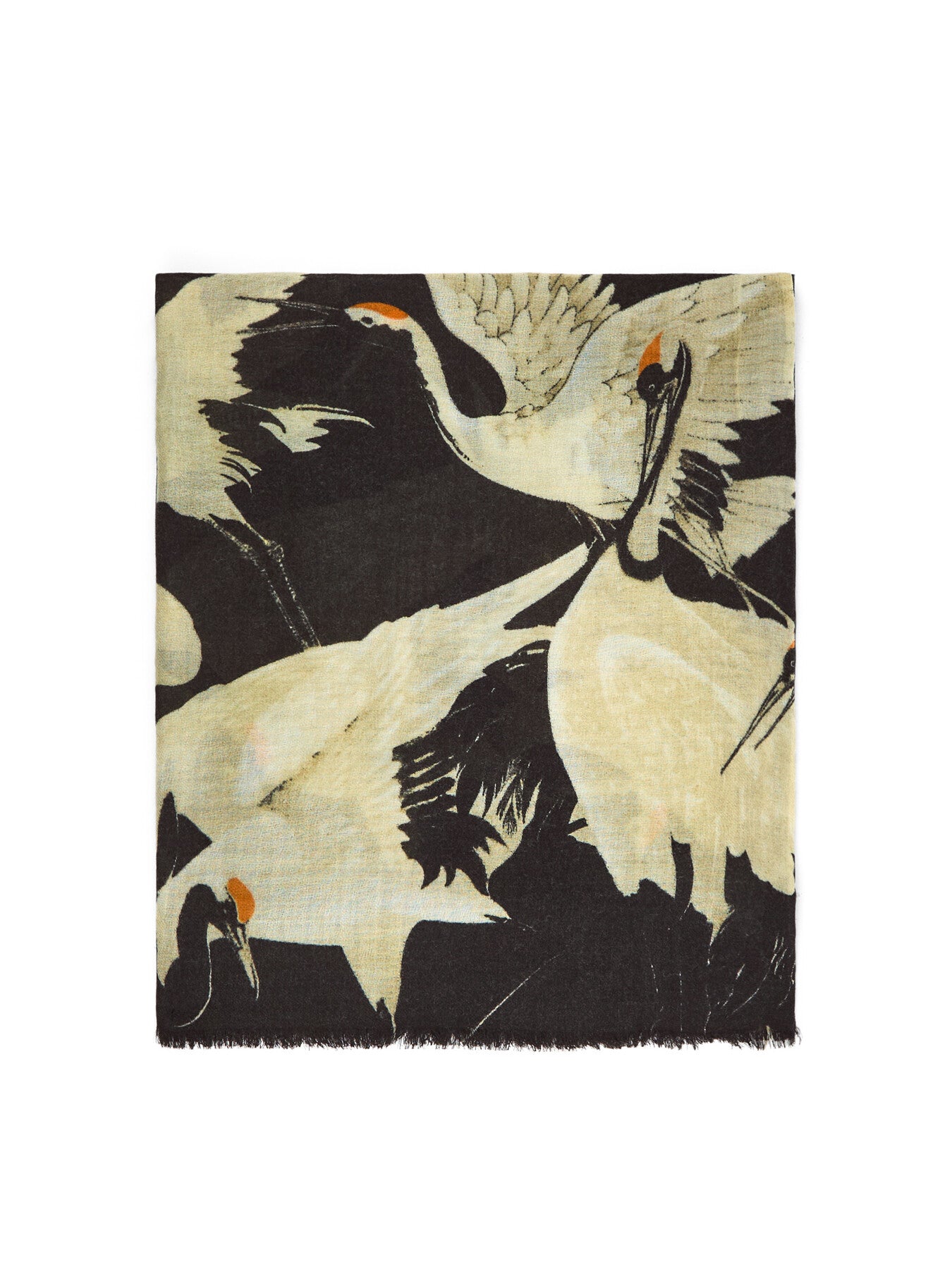 Stork Black Wool Scarf