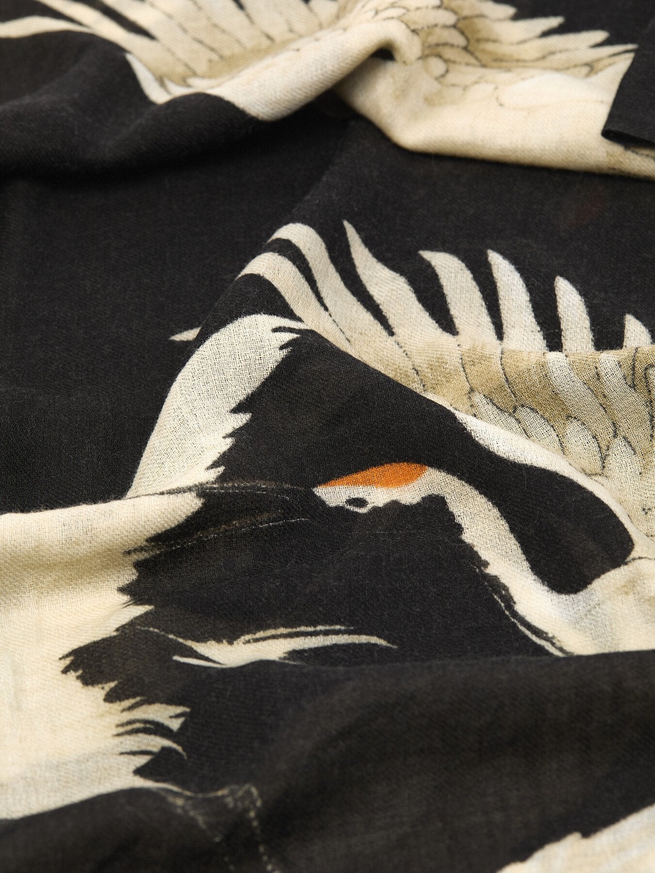 Stork Black Wool Scarf
