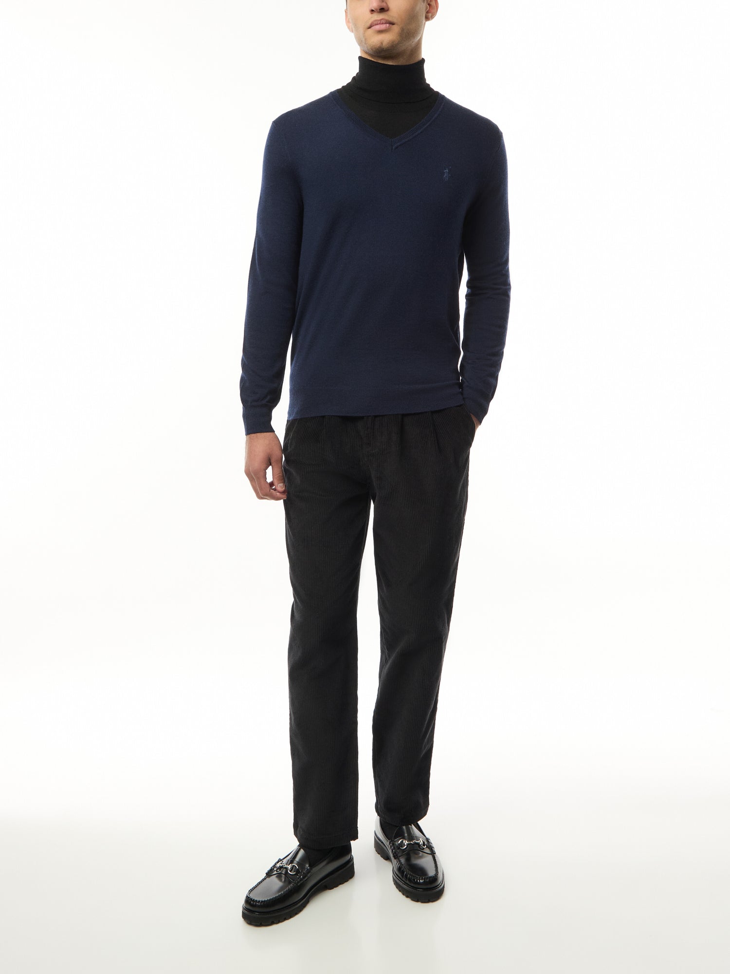 Slim Fit Washable Wool V Neck Sweater