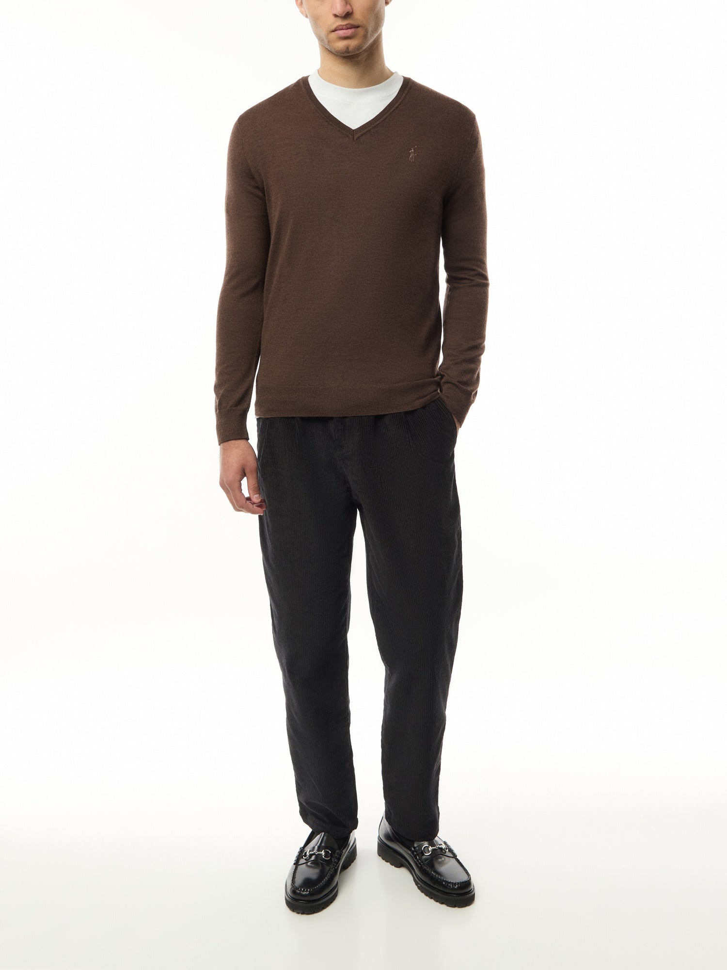 Slim Fit Washable Wool V Neck Sweater