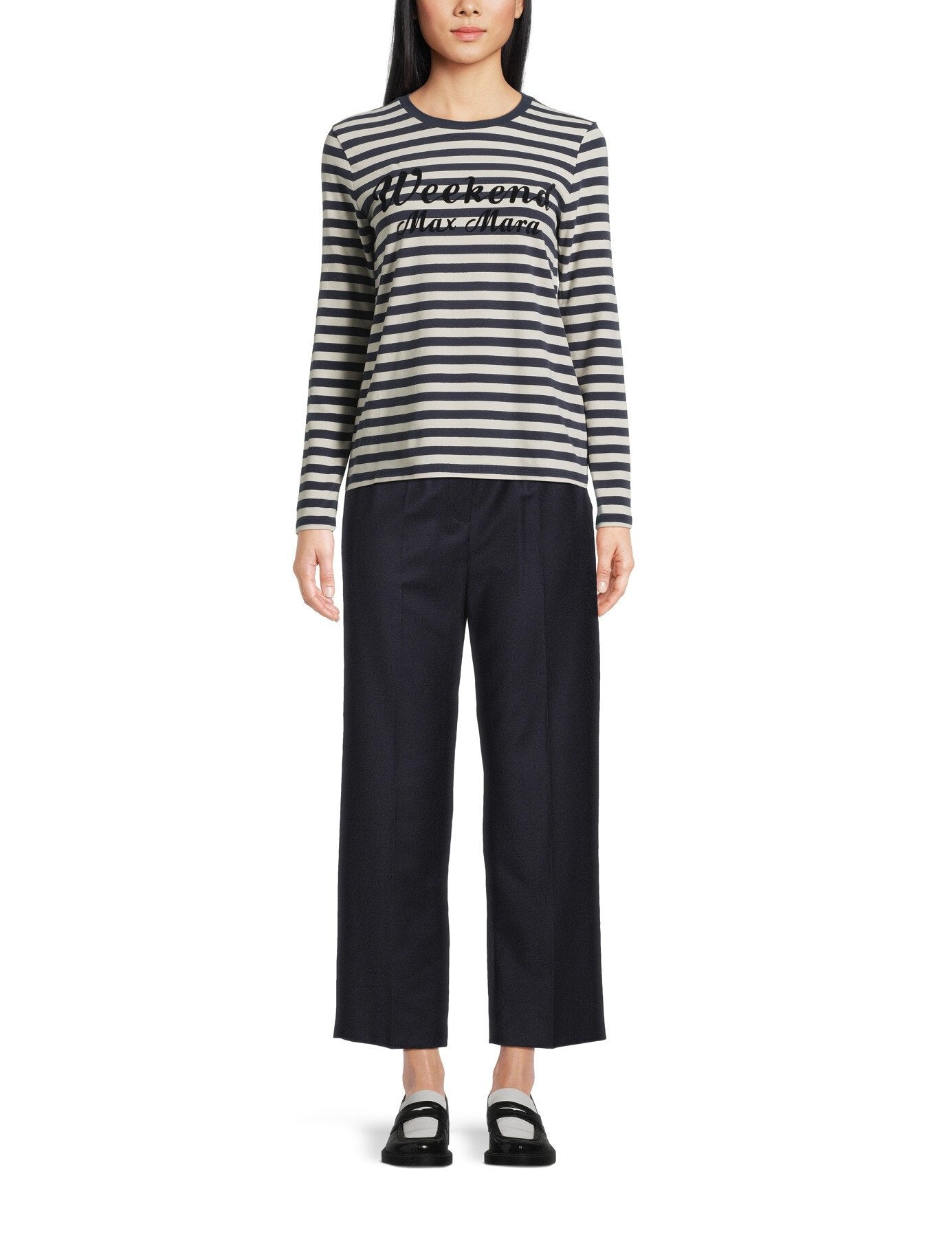 Quinoa Crew Neck Stripe Logo Top