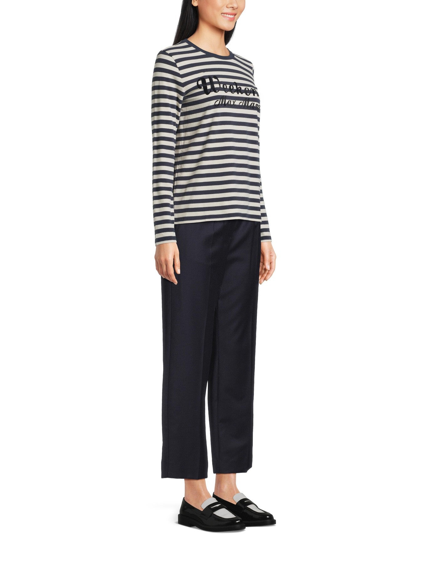 Quinoa Crew Neck Stripe Logo Top