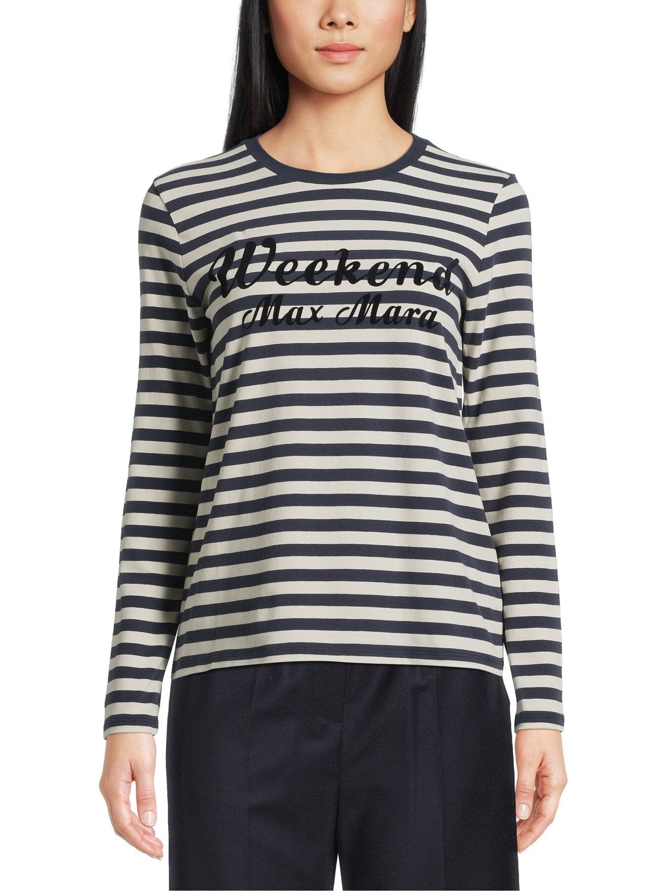 Quinoa Crew Neck Stripe Logo Top