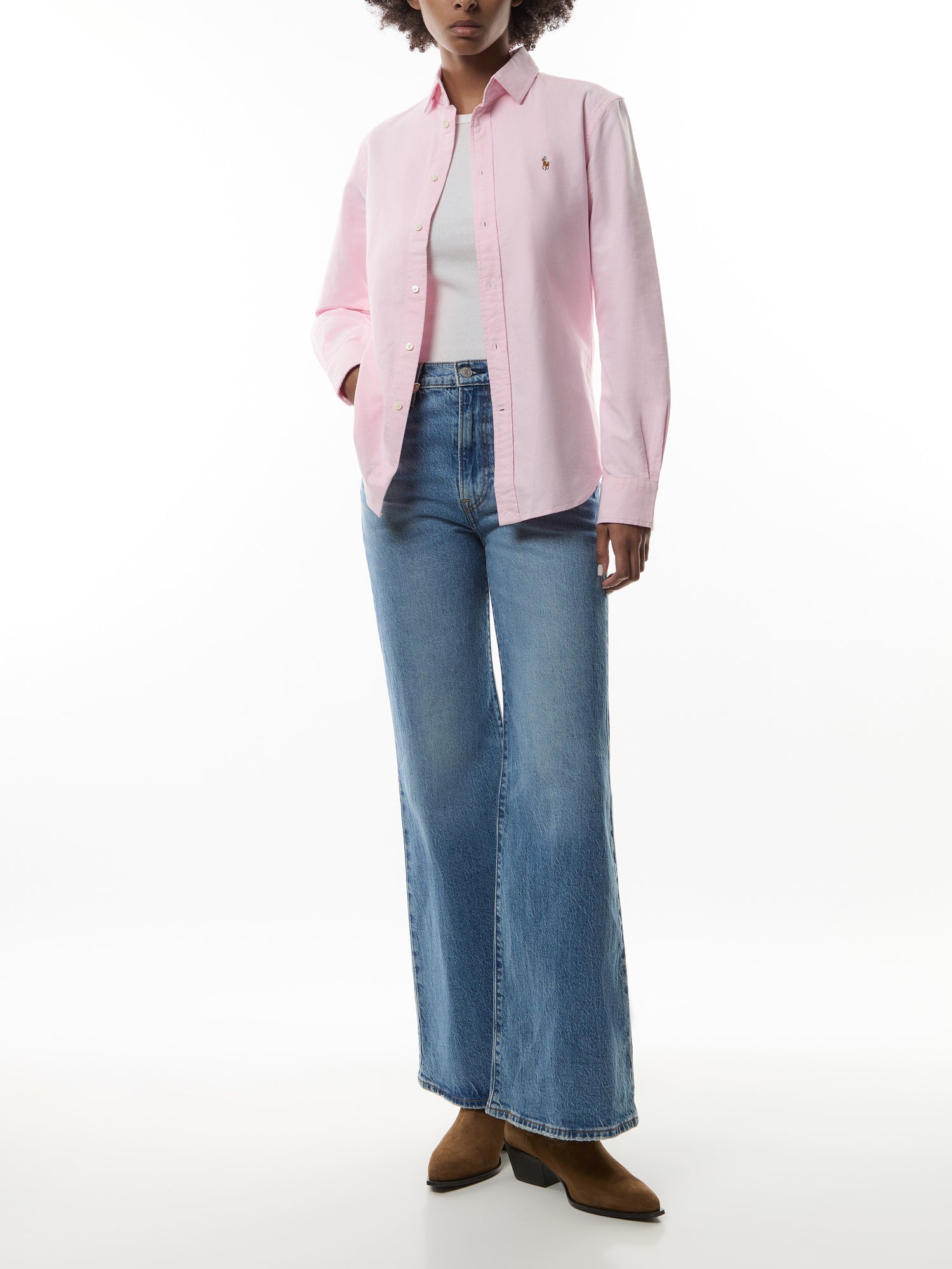 Long Sleeve Button Shirt Bath Pink