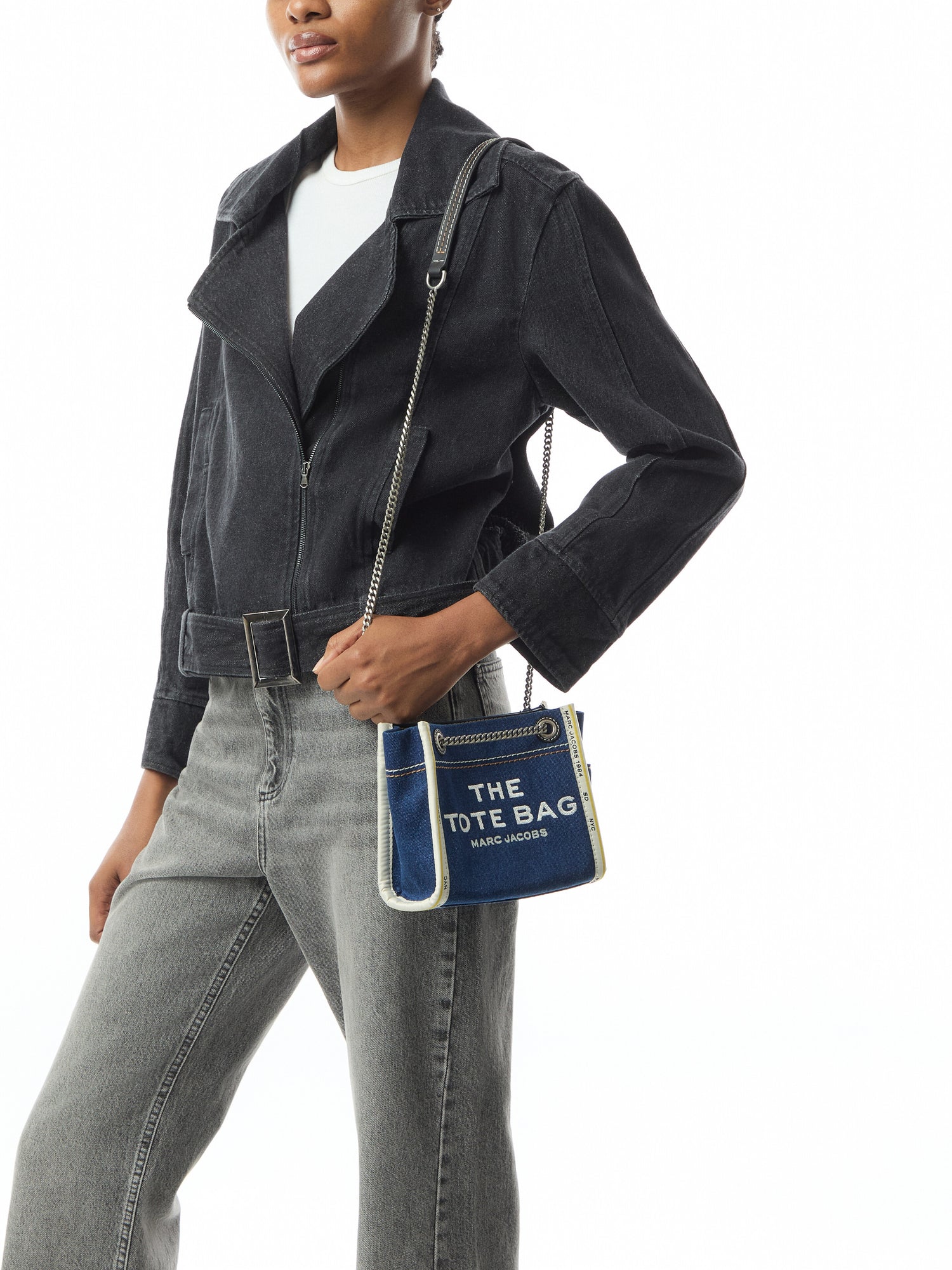The Denim Chain Crossbody Tote Bag