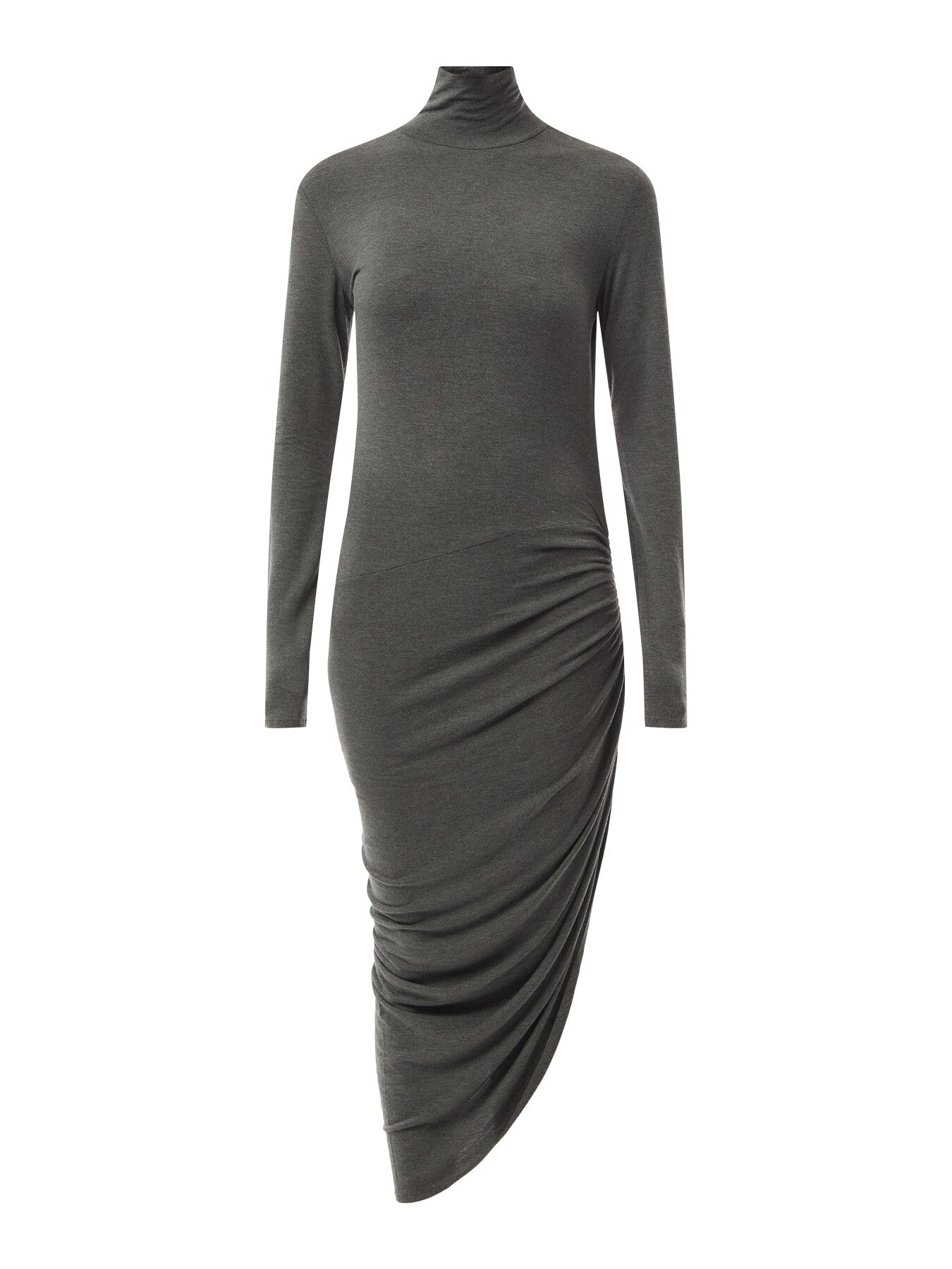 Long Sleeve Turtleneck Side Drape Dress