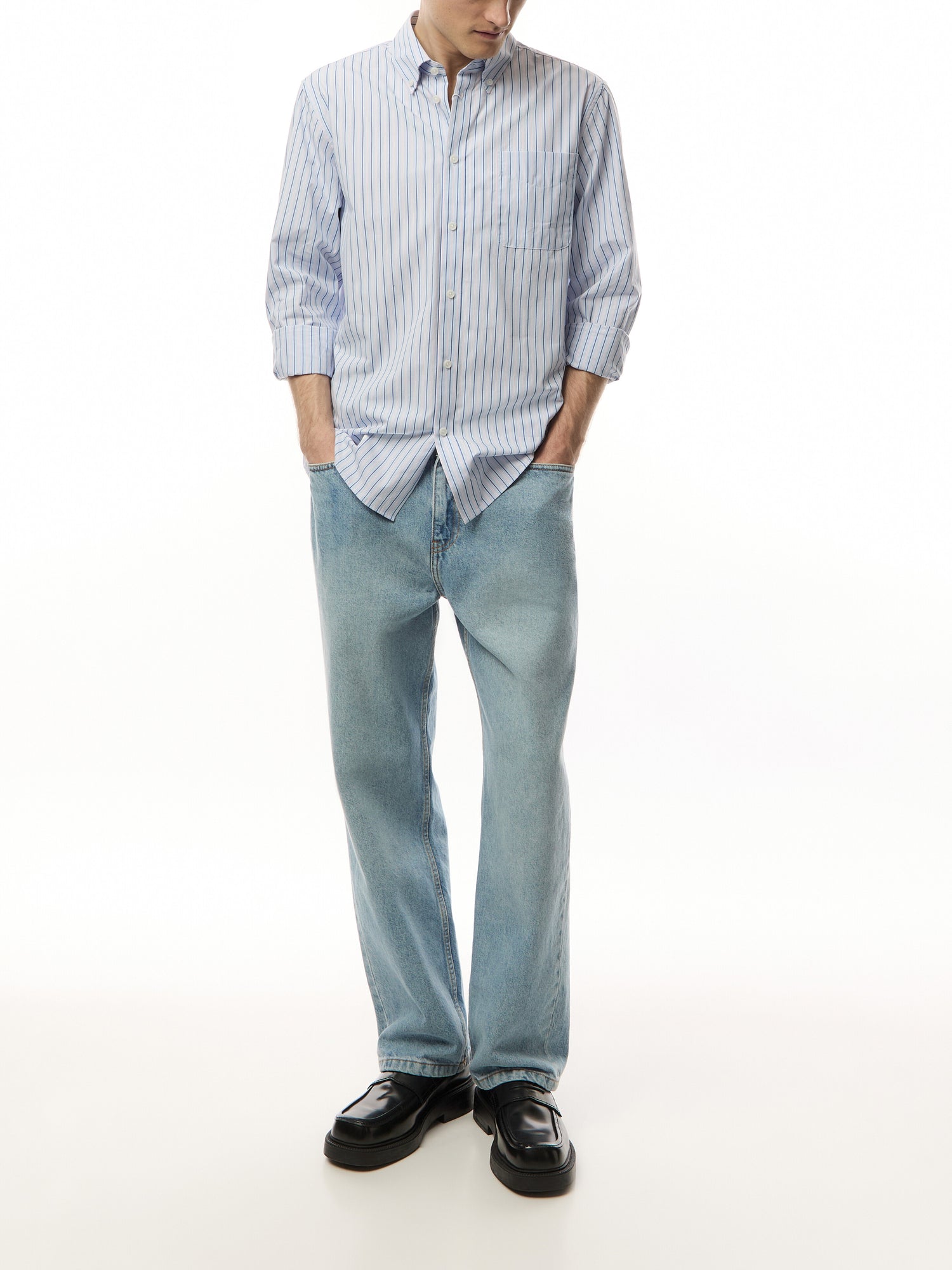 Kent Stripe Peached Poplin Shirt