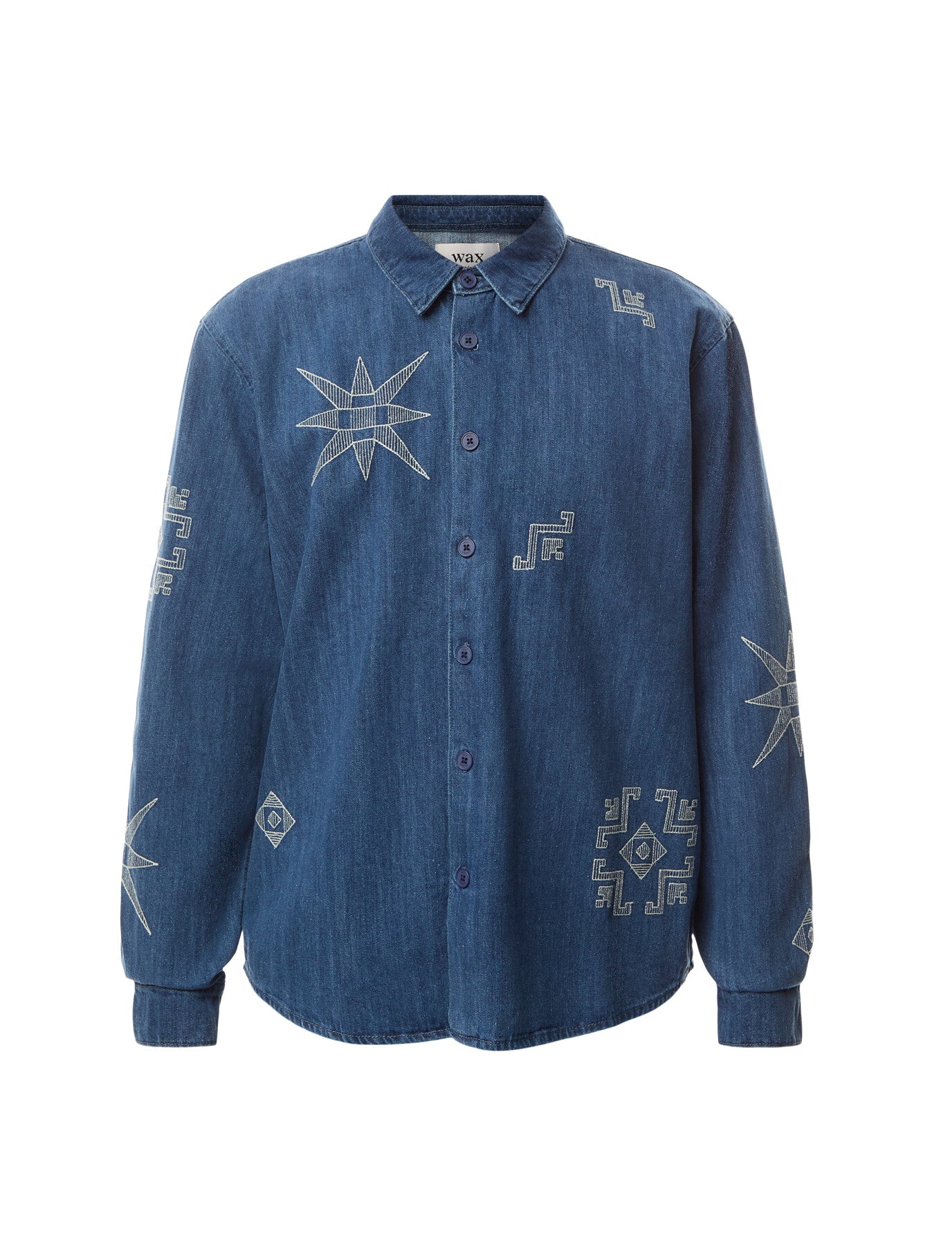 Trin Denim Geo Embroidery Shrit