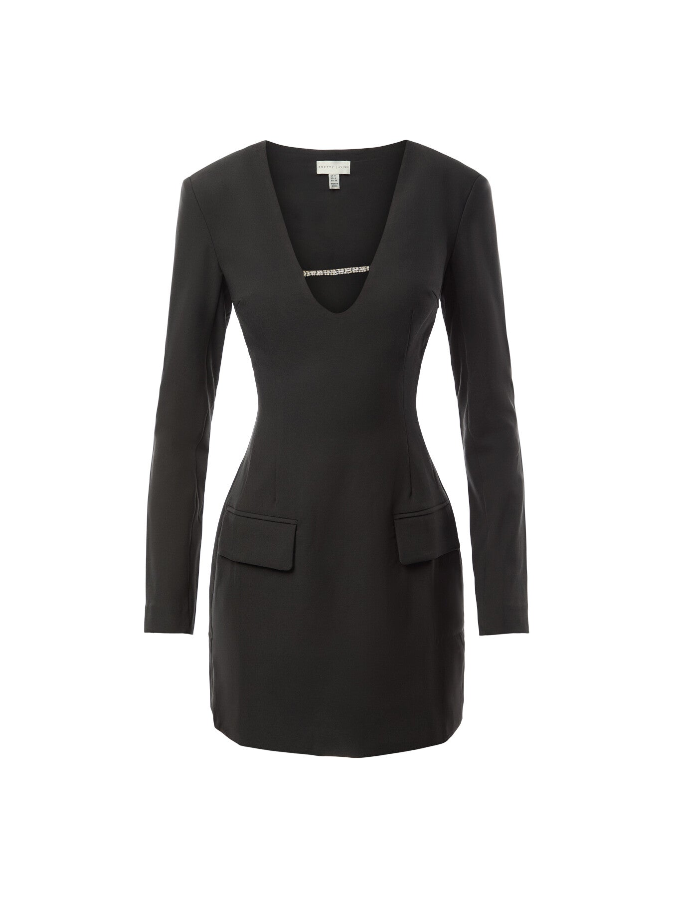 Lou Long Sleeve Embellished Trim Mini Dress