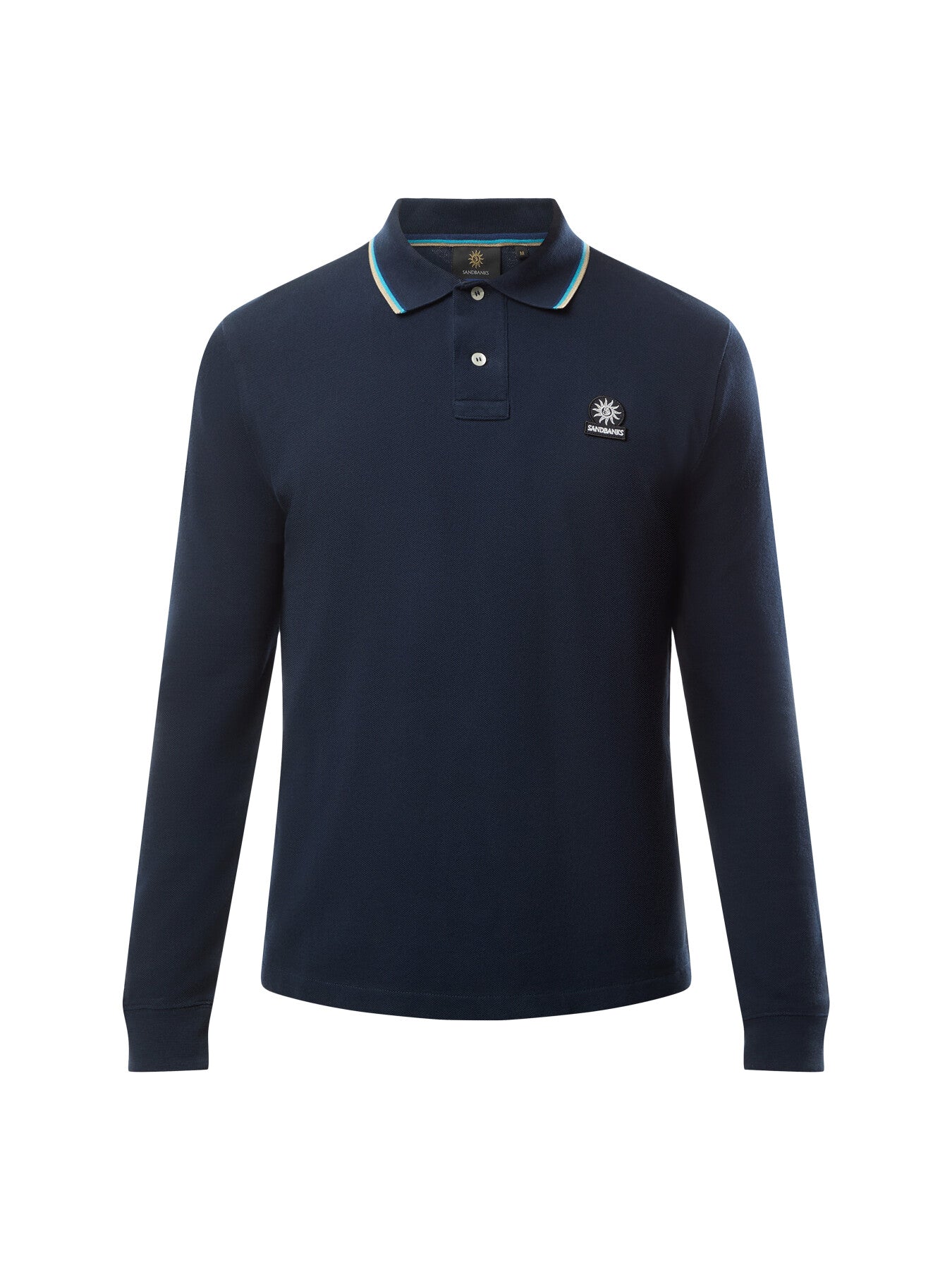Badge Logo Tipped Long Sleeve Polo Shirt