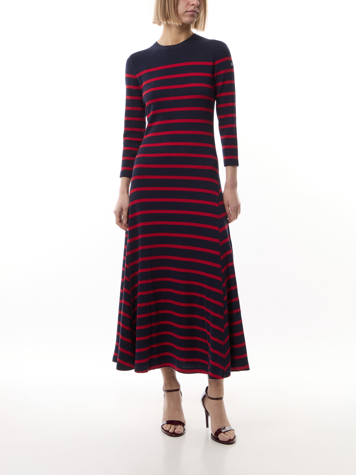 Striped Waffle-Knit Dress