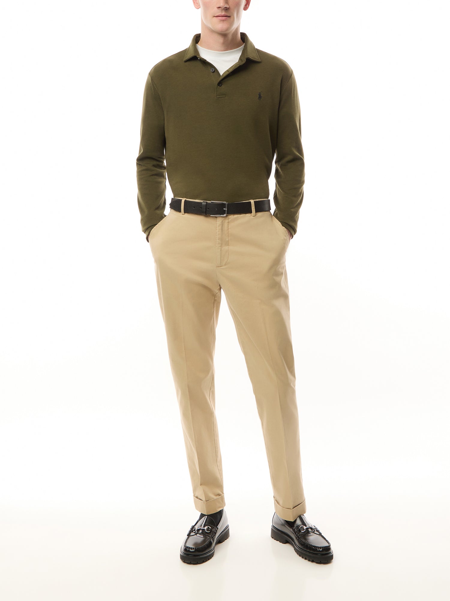 Double Knit Long Sleeve Polo Shirt