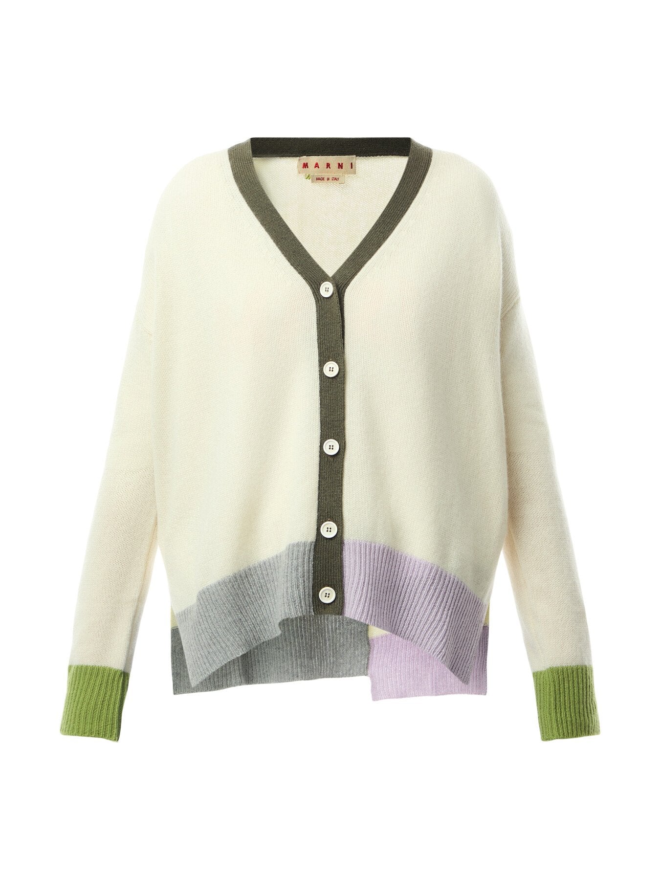 Navy Wool Cardigan With Maxi Logo