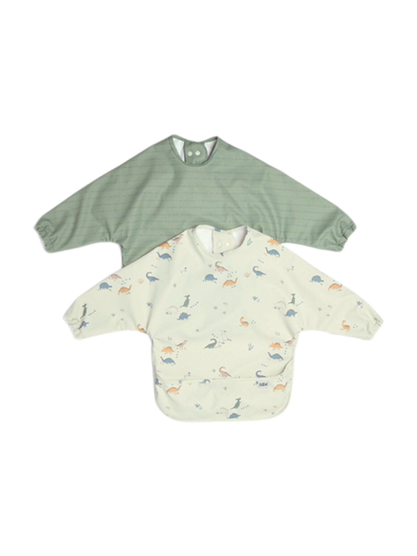 Long-sleeved Bibs 2 Pack - Dino Stripe