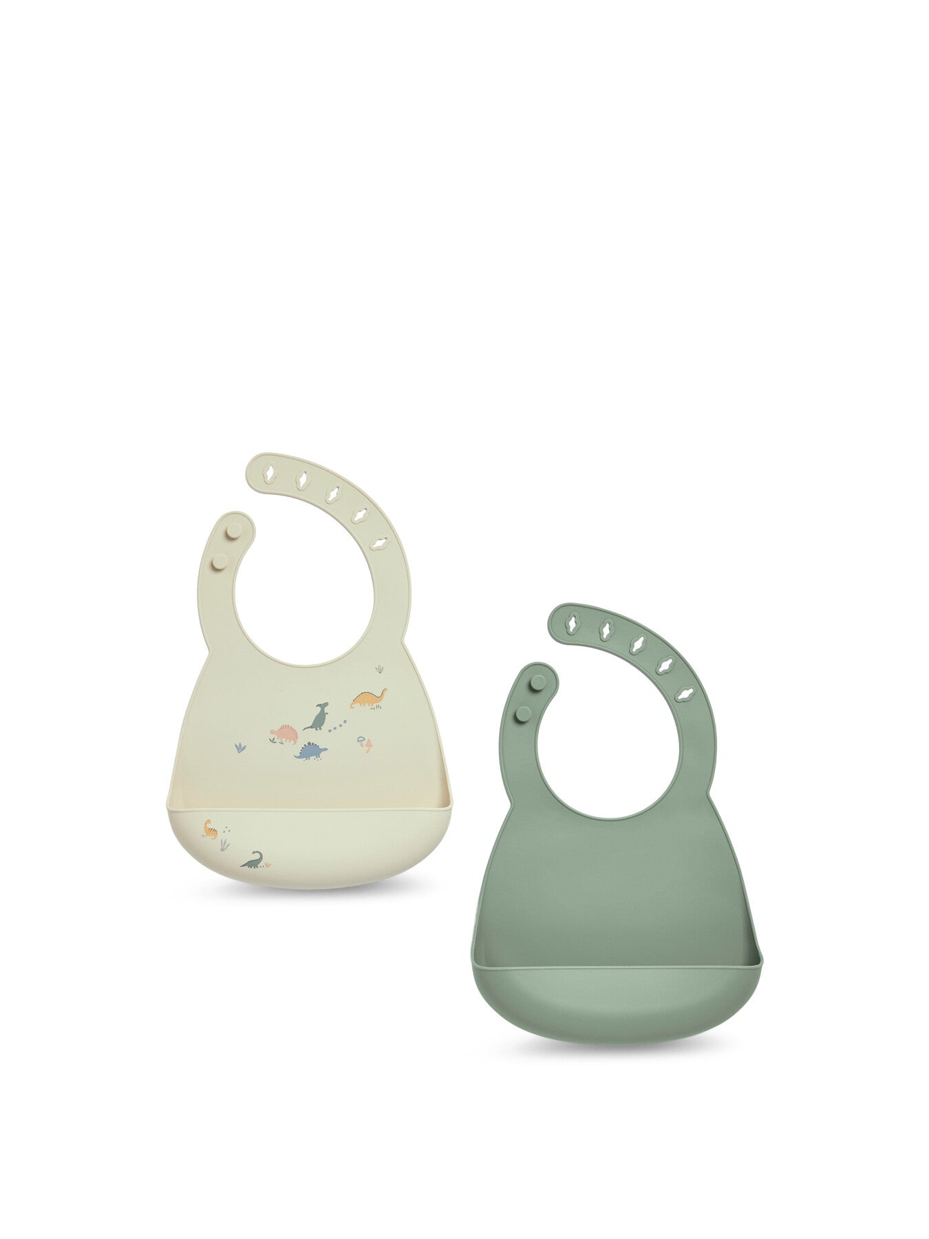Silicone Bibs (2 Pack) - Dino Teal